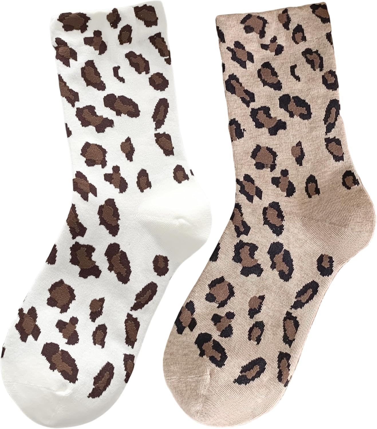 Women's Leopard Animal Cheetah Print Crew Ankle Cotton Socks Size 5-9