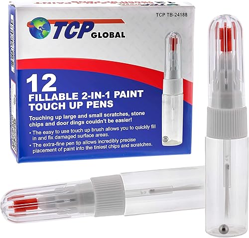 TCP Global Bolígrafos aplicadores de retoque de pintura 2 en 1 (caja de 12) pincel de punta fina de precisión botella de 0.3 fl oz (0.3 fl oz),