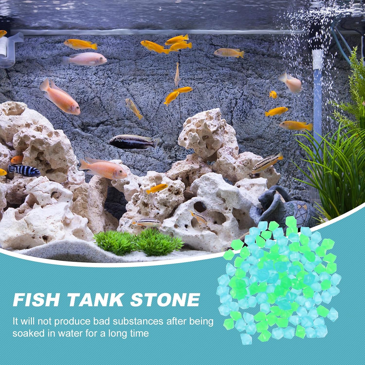 SEWACC 300pcs Aquarium Resin Pebble Landscape Decor for Fish Tanks, Stone