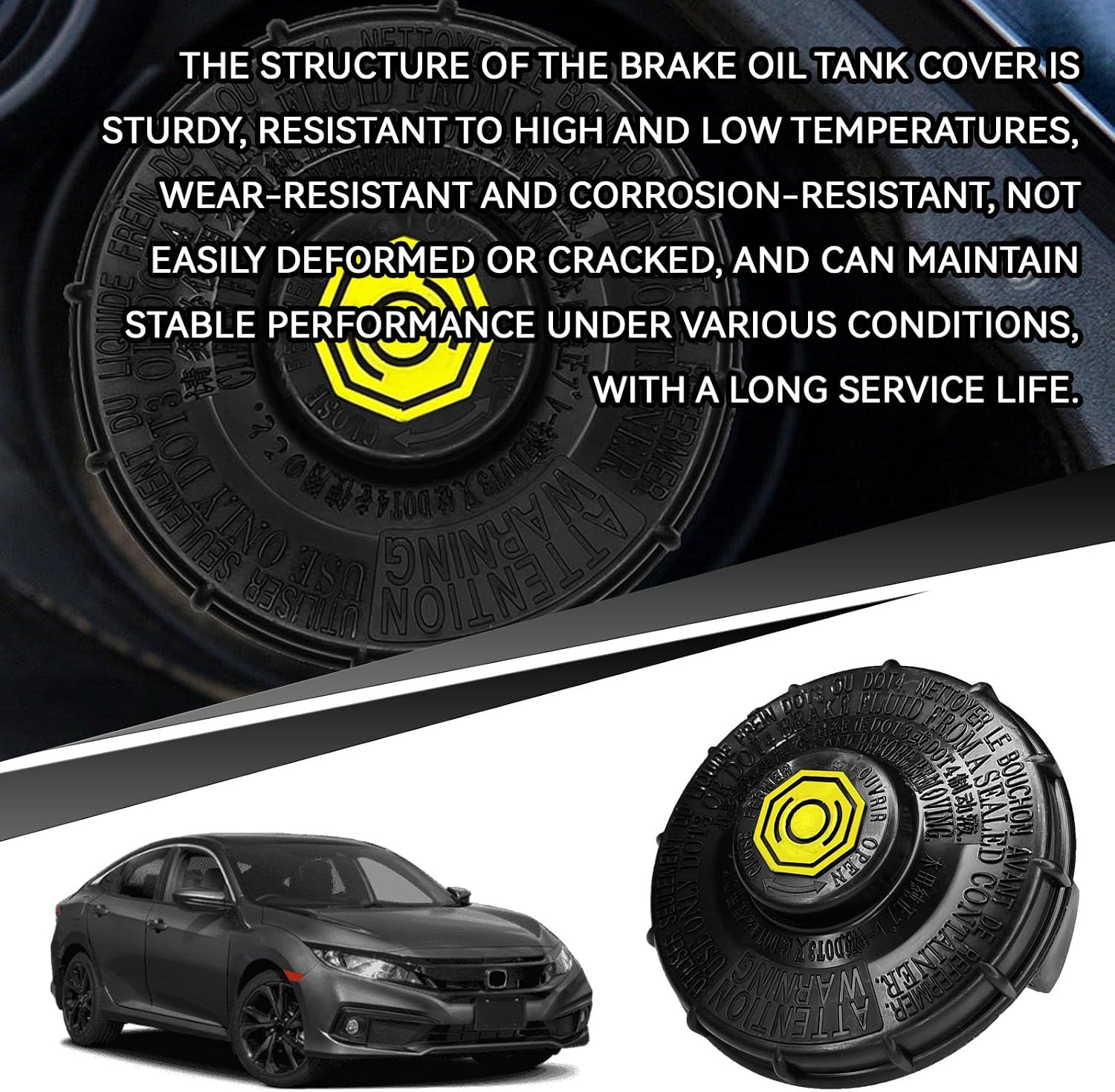 Brake Fluid Cap Brake Master Cylinder Cap Brakes Fluid Reservoir Caps Replacement for Honda Accord Hybrid OEM# 46662-SLE-J01 46662-SDC-A02 46662-S8A-003, Brakes Master Cylinder Tank Caps Cover