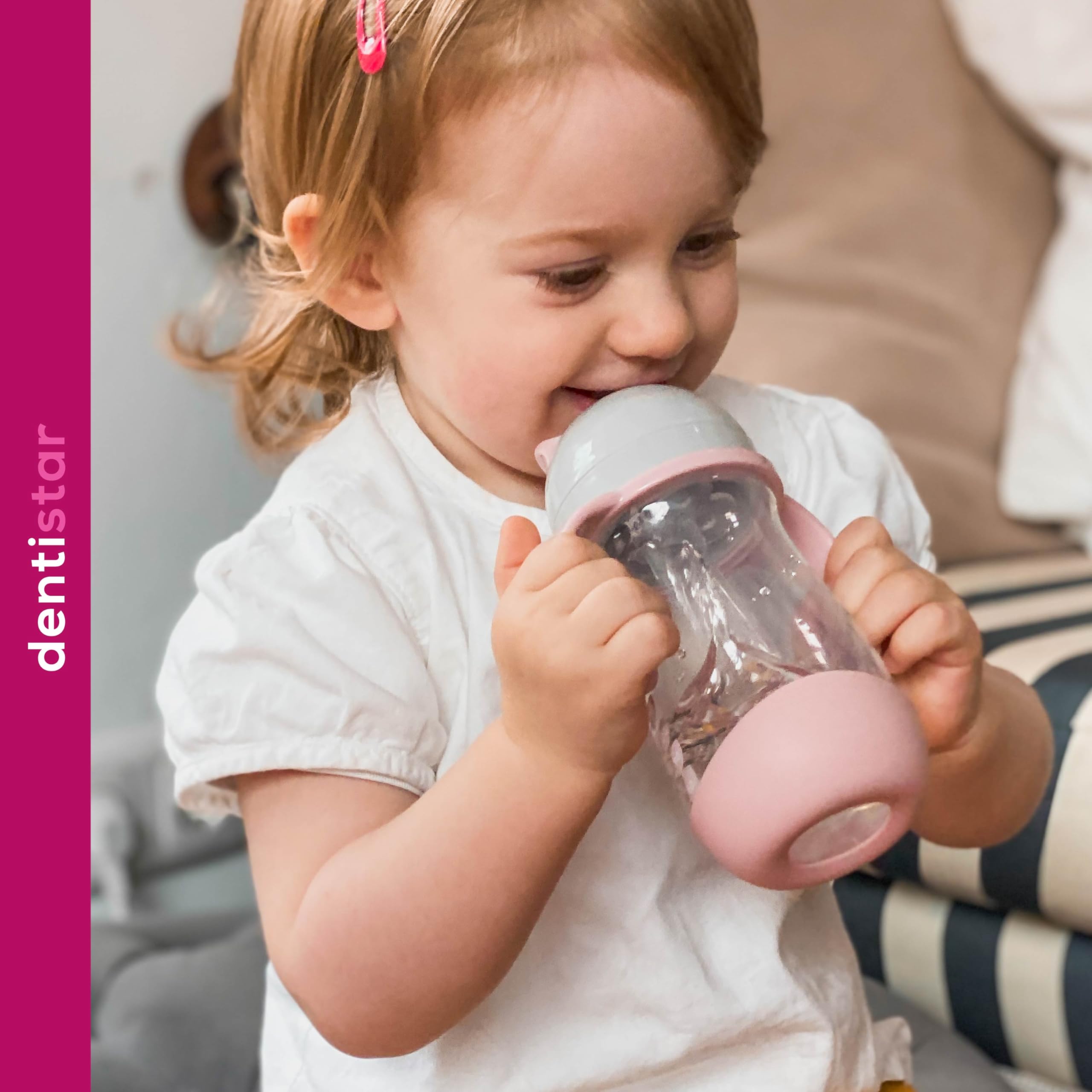 Dentistar Gourde bébé 260 ml avec paille sans BPA – Bouteille hermétique poignée antidérapante Menthe