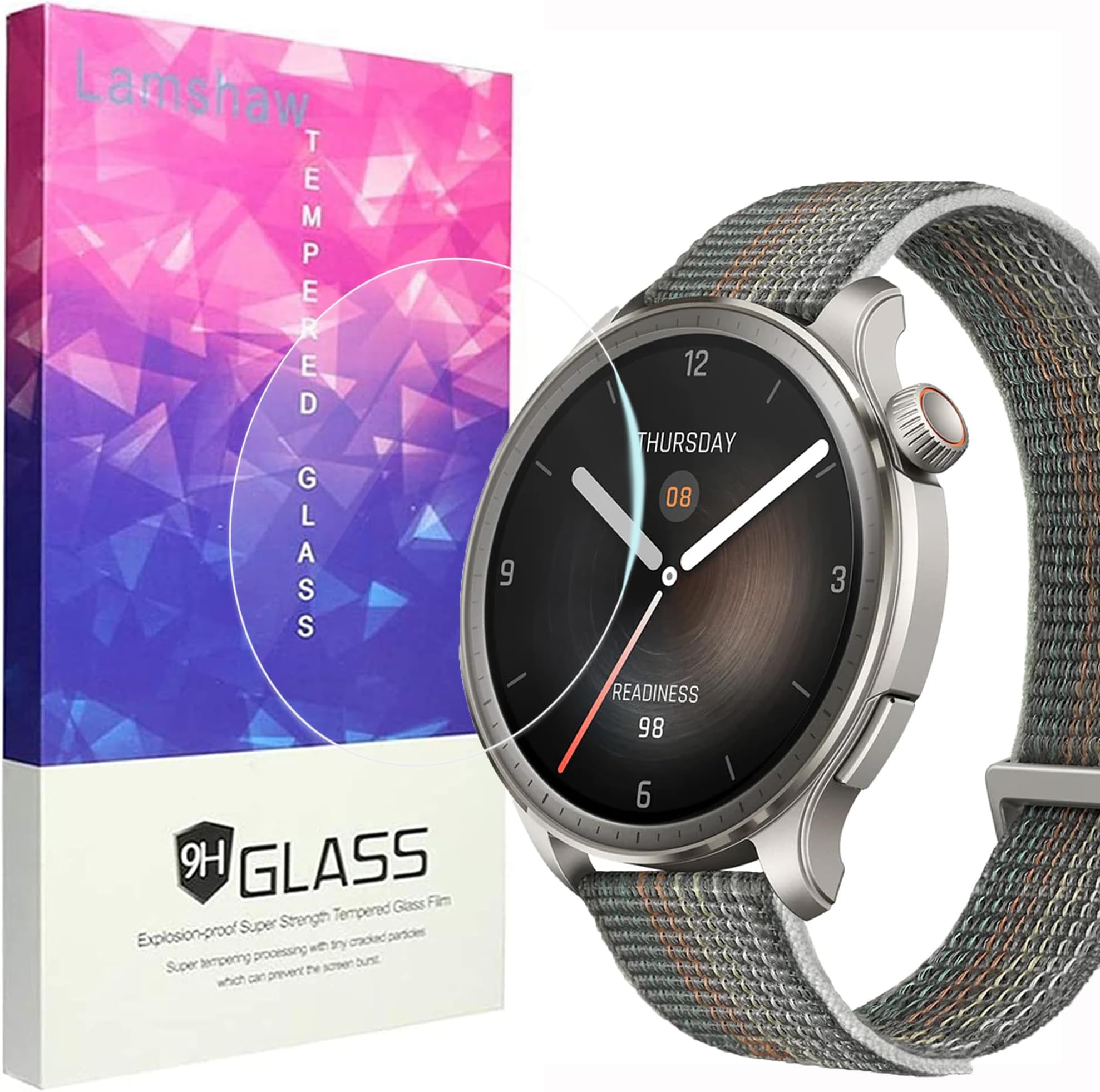 Lamshaw Compatible for Amazfit Balance Screen Protector, [3 Pack] 9H Tempered Glass Screen Protector Film Compatible for Amazfit Balance Smartwatch (3 pack)