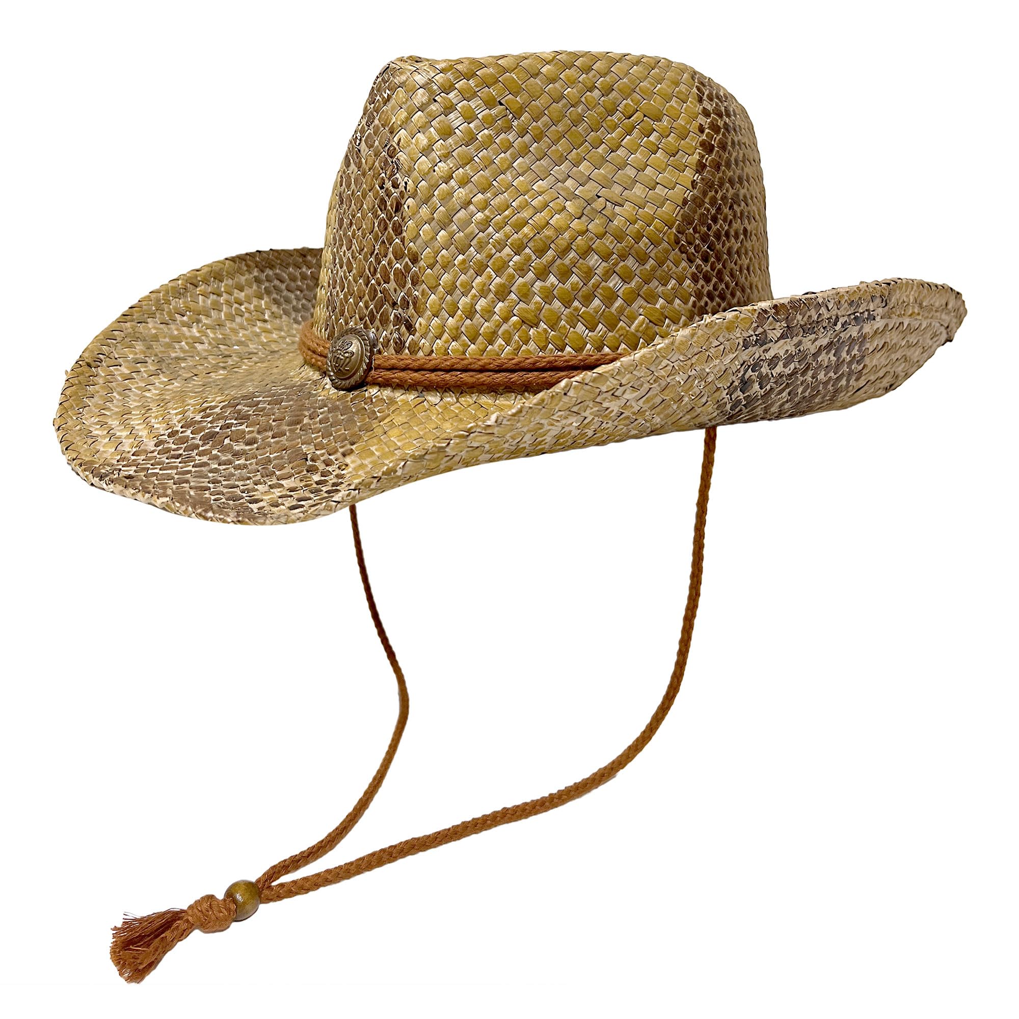 Wildarms Men’s Woven Straw Cowboy Hat Cowgirl Sun Beach Hat for Women Wide Brim Western Cowboy Hat with Decorative Bands