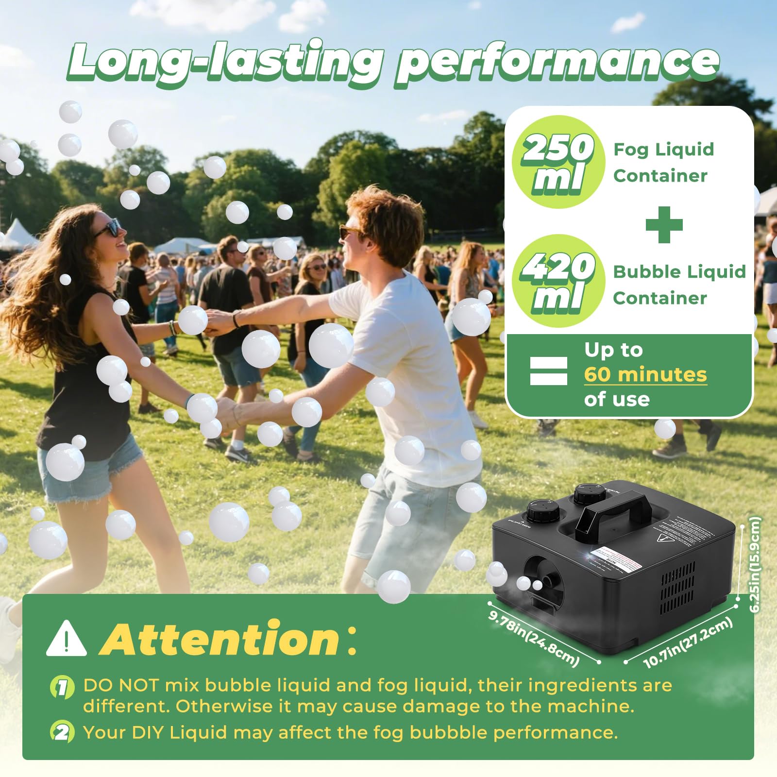 Macchina per nebbia con bolla, 400 W, automatica per sapone, due modalità per feste, palcoscenico, matrimonio, Halloween, Natale
