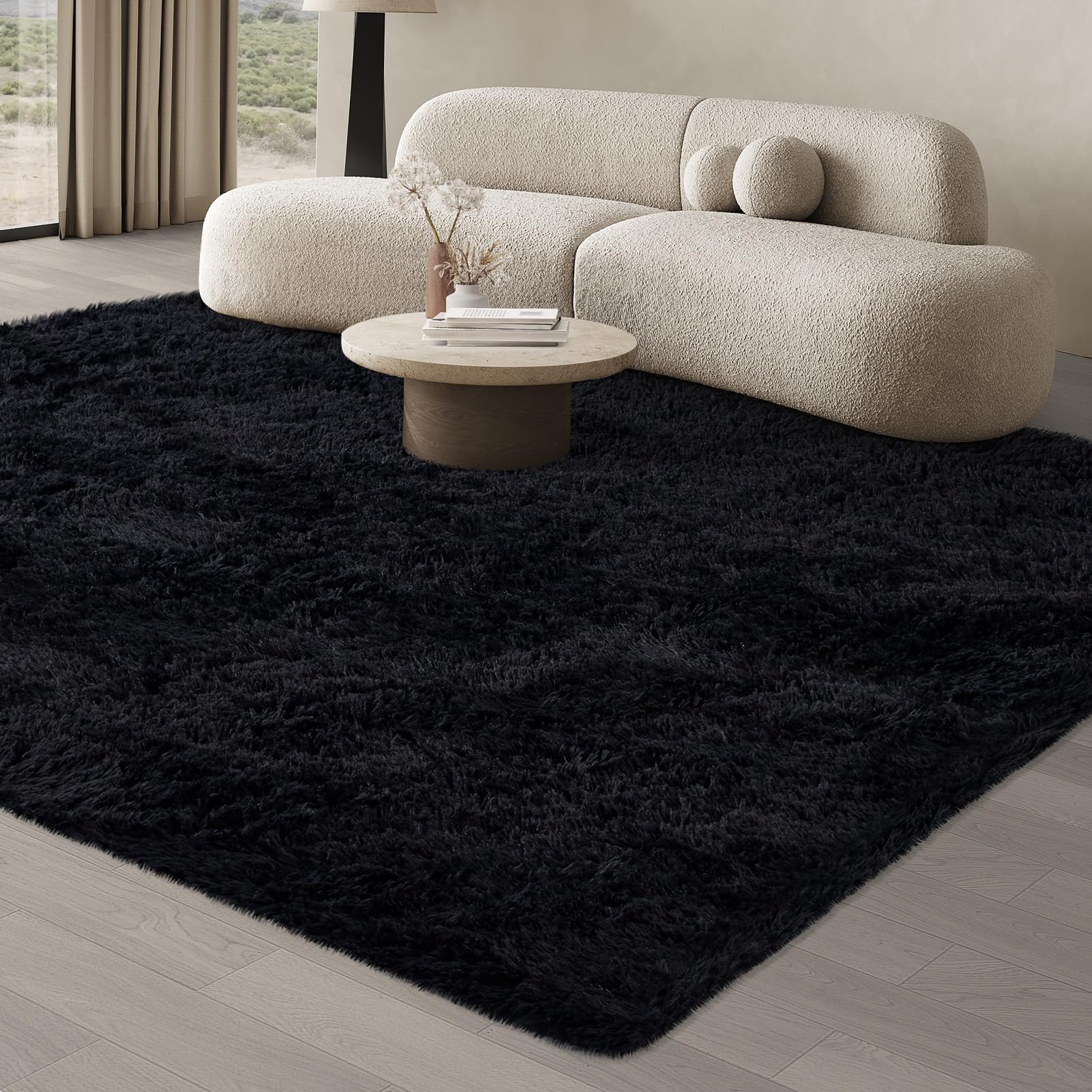 JOJOSEE Hochflor Teppich Wohnzimmer Anti-Rutsch Wohnzimmerteppich, Waschbarer Flauschiger Teppich für Schlafzimmer Kinderzimmer