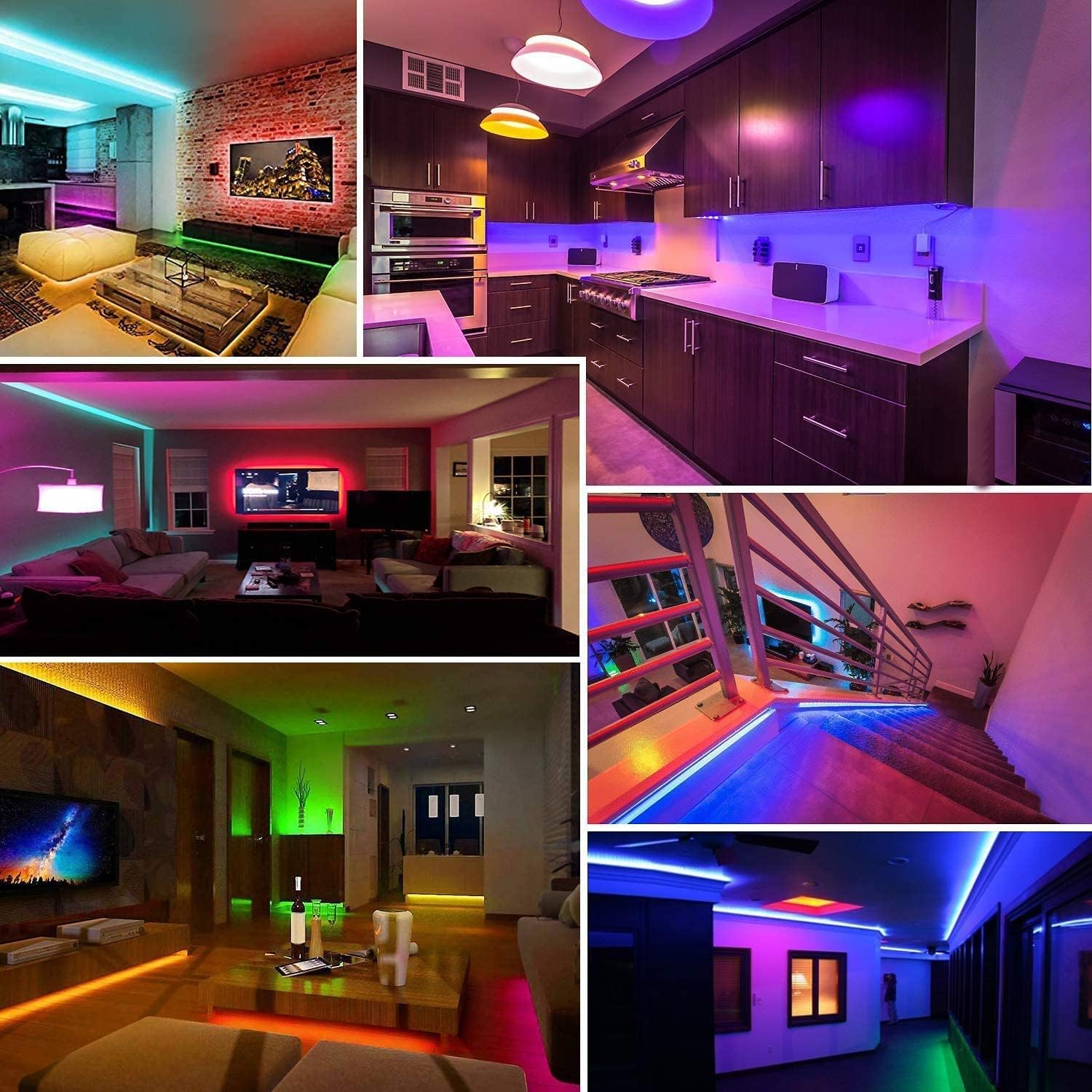 Keepsmile 130ft Led Strip Lights (2 Rolls of 65ft) Bluetooth Smart App Control RGB Led Light Strip with Remote,Music Sync Color Changing Led Lights for Bedroom Room Home Party Decor