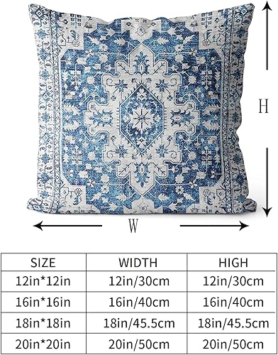 Miniatura 9 de Snycler Juego de 2 fundas de cojín bohemias de 16 x 16 pulgadas, alfombra persa de algodón suave con patrón de doble cara, fundas de cojín