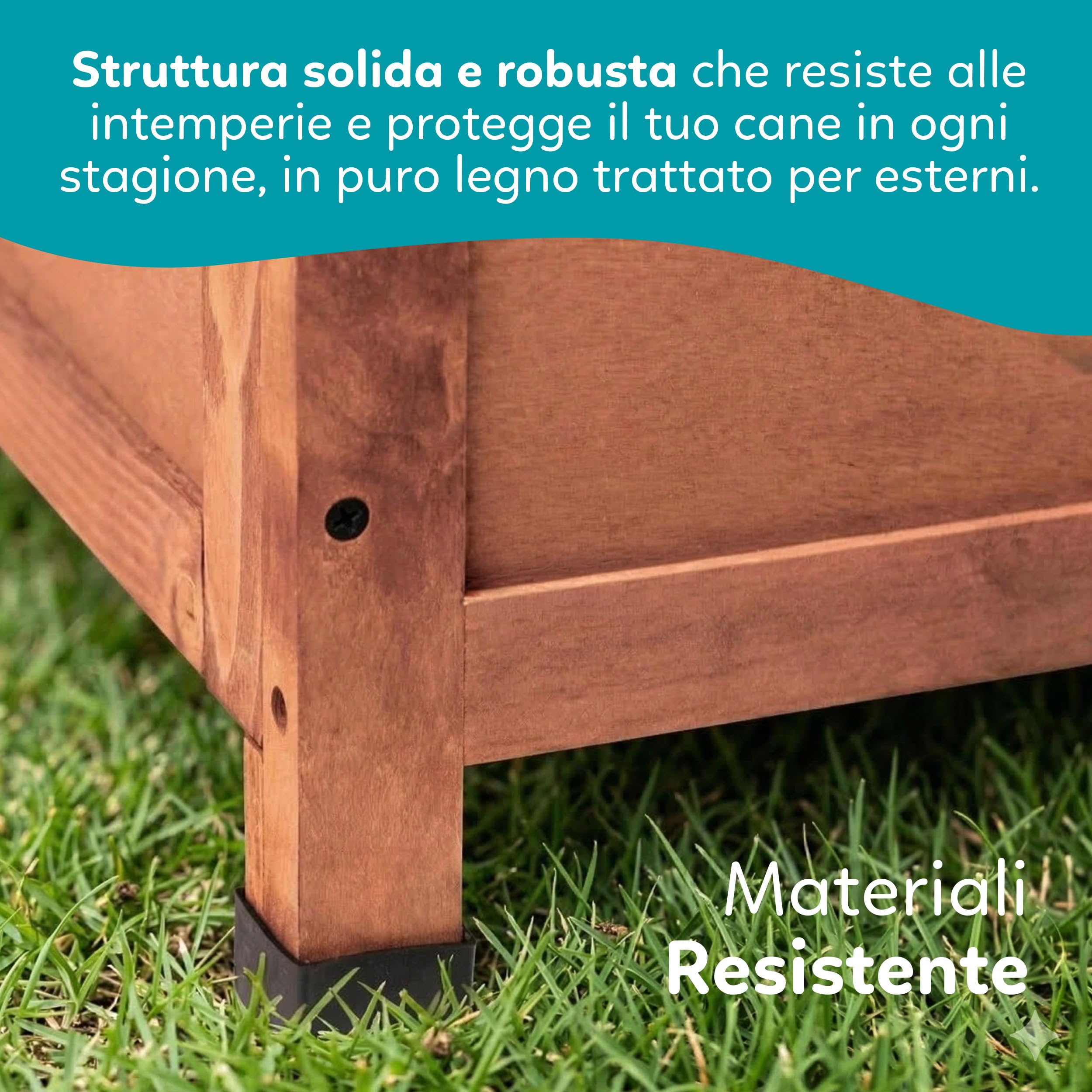 AqpetFriends Baita Cuccia in Legno da Esterno per Cani con Tetto Apribile e Tende Termiche incluse, Medium 104x68x75 h