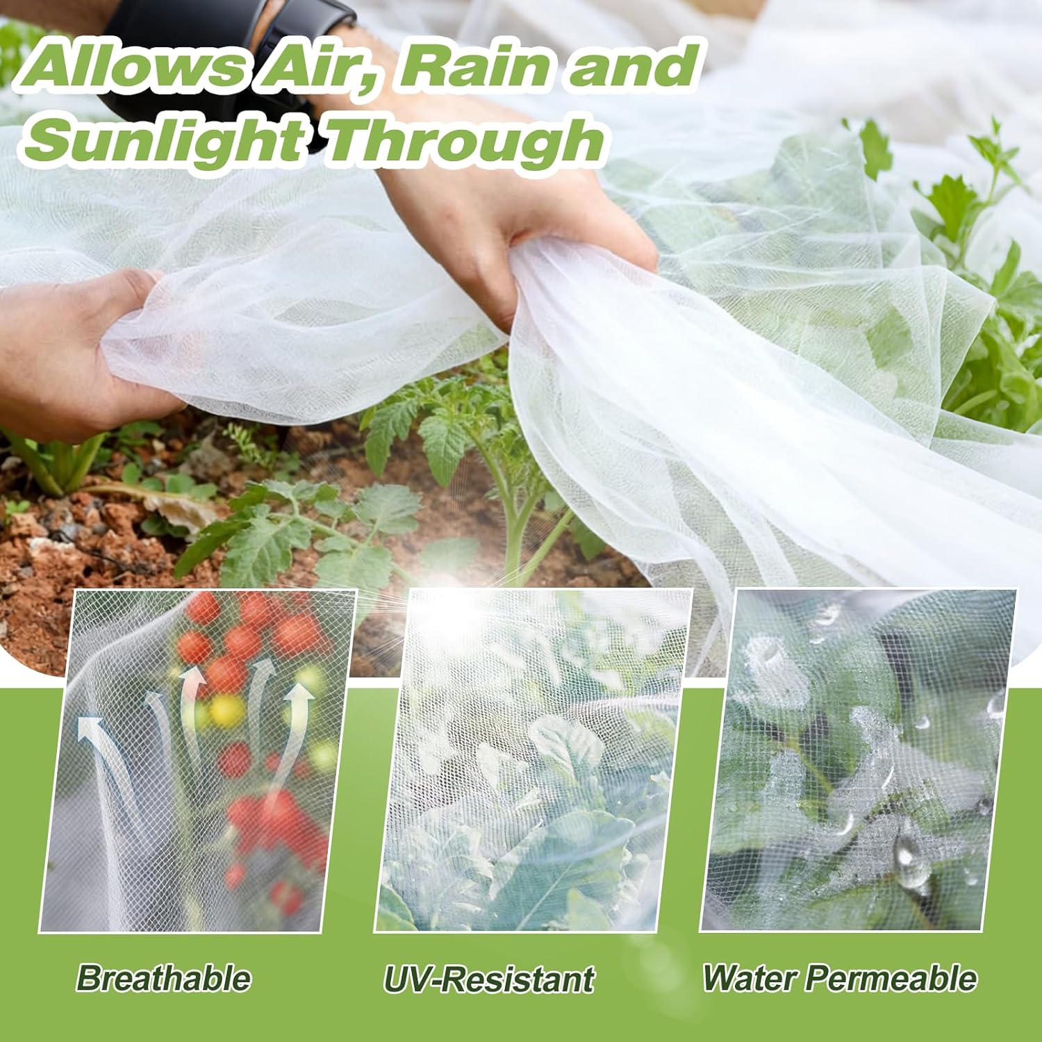 Ultra Fine Garden Netting,10'x49' Plant Netting Pest Barrier for Garden Protection Row Cover Raised Bed Screen Mesh Greenhouse Mosquito Net, Protecting Tree Plants Vegetable Flowers Fruits