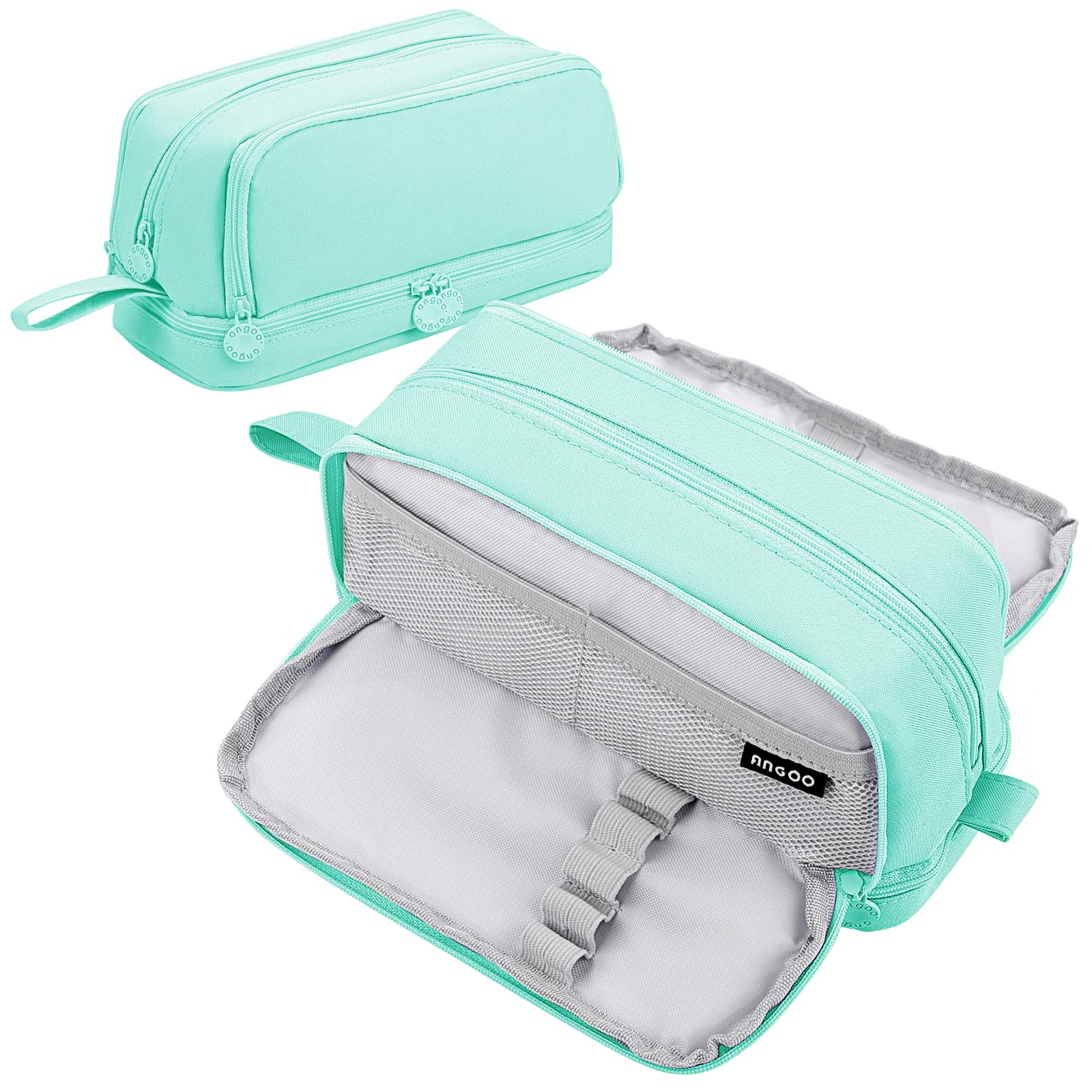 Eucomir Estuche Escolar,Estuche Escolar 4 Compartimentos,Gran Estuche de Papelería Organizador de Estuche Escolar Expandible para Niños Mujeres Hombres Adolescentes Estudiantes,Verde