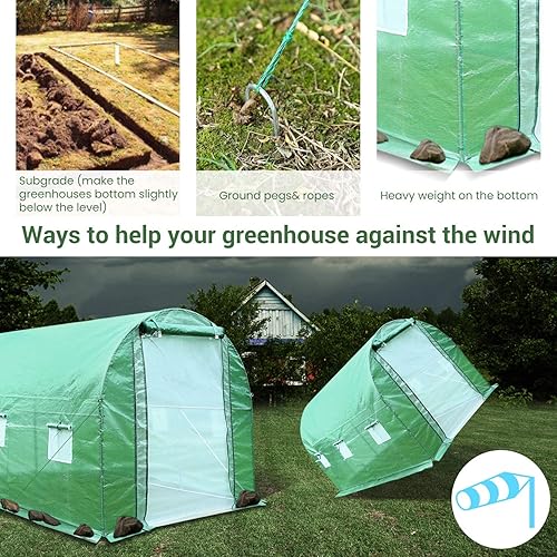Miniatura 6 de Invernadero para exteriores de 12 x 7 x 7 pies con puerta mosquitera, exterior resistente, para plantas de jardín, protección UV, termostática,