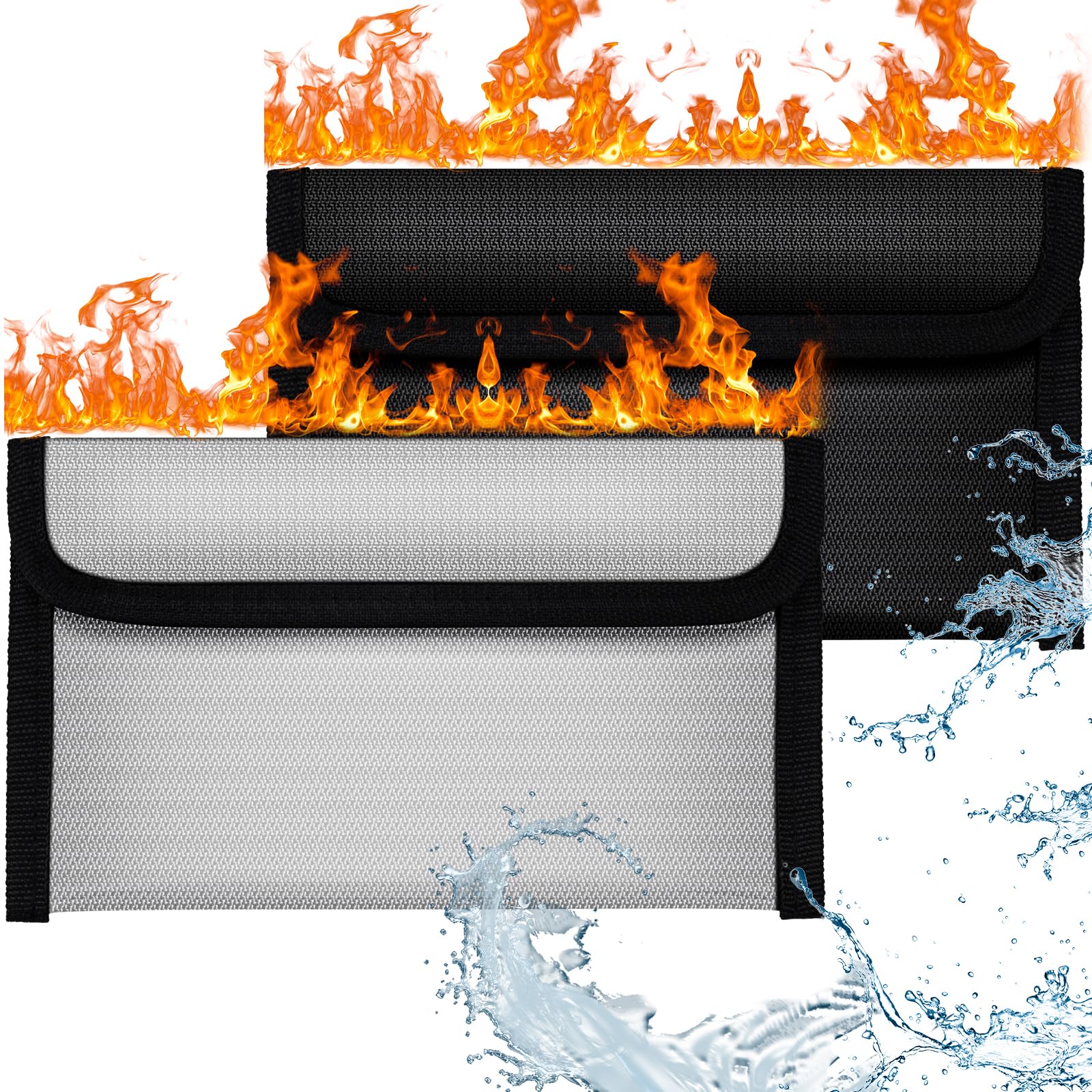 OFFCUP Fireproof Document Bag, 2pcs 8x4.6 Inches Money Fireproof Bag