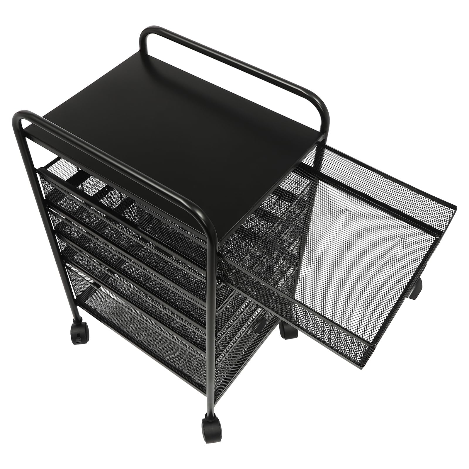 Carro para Archivos rodante con asa Carro de Almacenamiento utilitario con 5 cajones Ruedas con Cerradura o Escuela, Dormitorio, Oficina, Biblioteca, habitación de niños, Blanco
