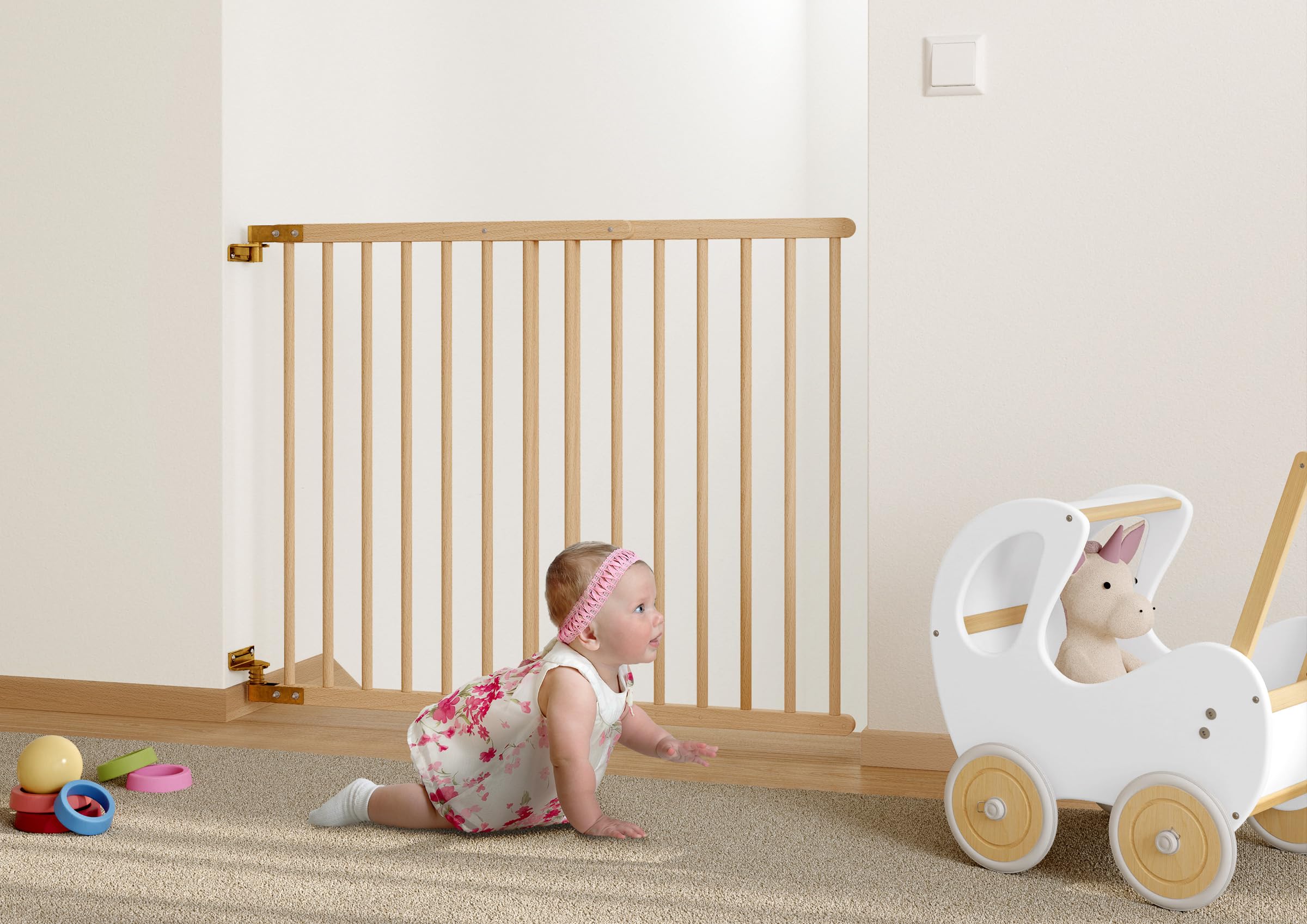 Türschutzgitter Treppenschutzgitter Kindersicherung 70-108 Massivholz