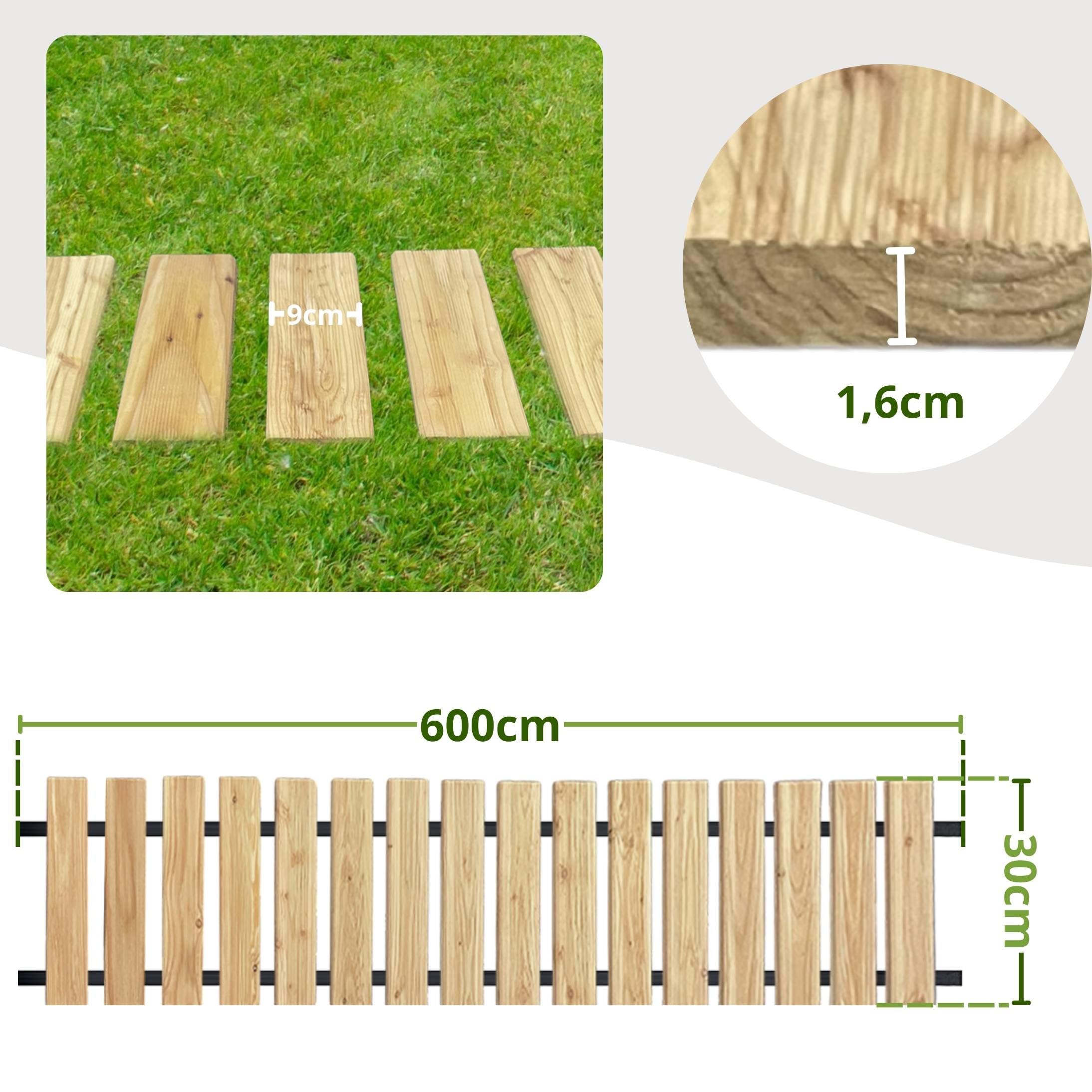 Sentiero di Legno 245 cm per Giardino, Passerella di Legno Resistente alle Intemperie con Fil di Ferro Robusto (245 x 43 x 2 cm) | Leroy Merlin