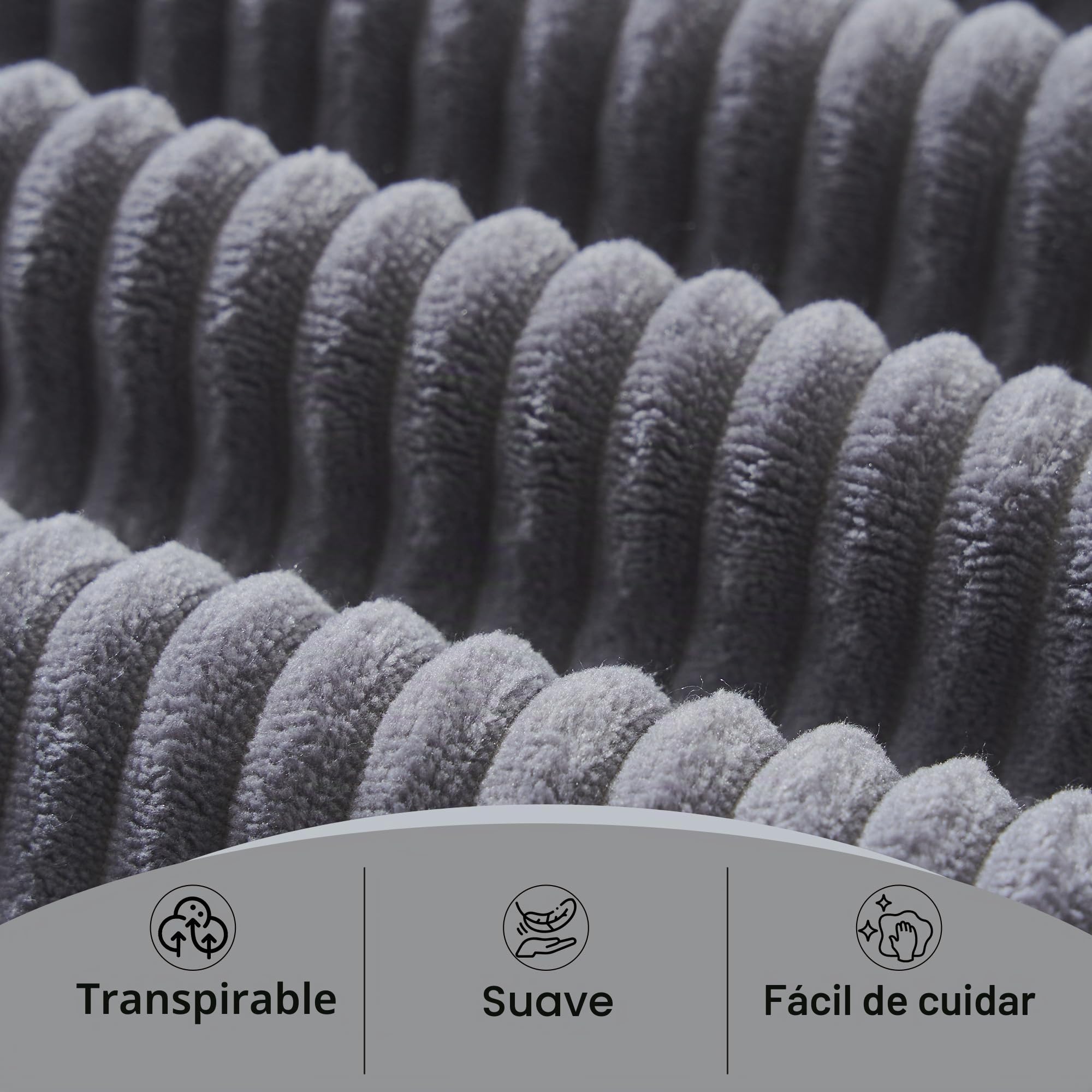 Wiuzo Sofá de pana comprimido en forma de L para 2 personas + chaise longue esquina, sofá modular esquinero con acolchado suave de espuma de alta densidad (gris + chaise longue derecho)