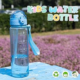 OLDLEY 17oz Kids Motivational Water Bottle, Leak-Proof Tritan BPA-Free, Reusable for School Girls & Boys, Silicone Straw, Baby Blue