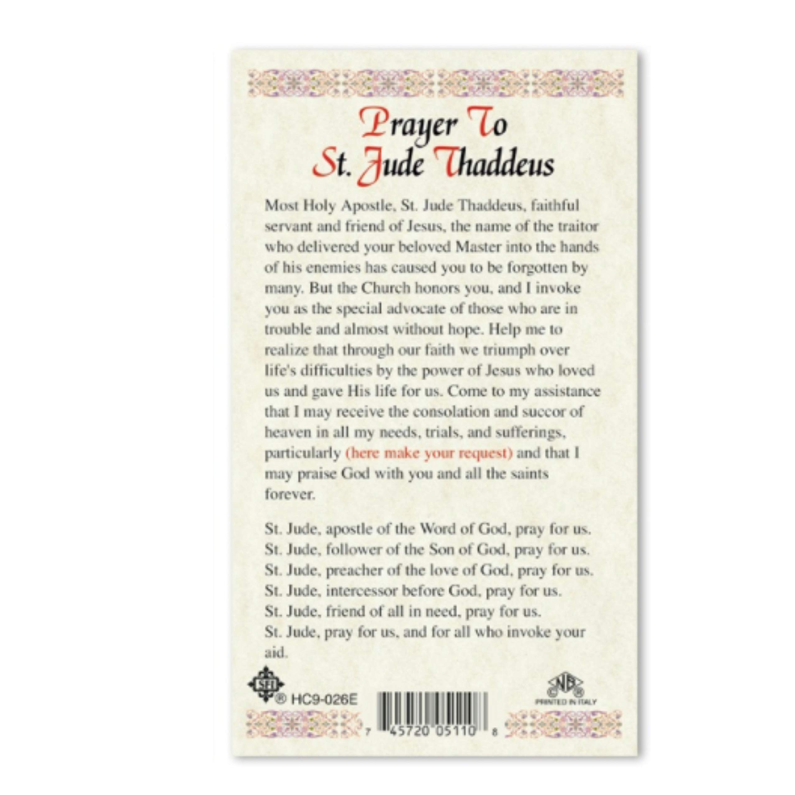 Amazon.com: Prayer to St. Jude Holy Card (HC9-026E) - Laminated: Prints:  Posters & Prints