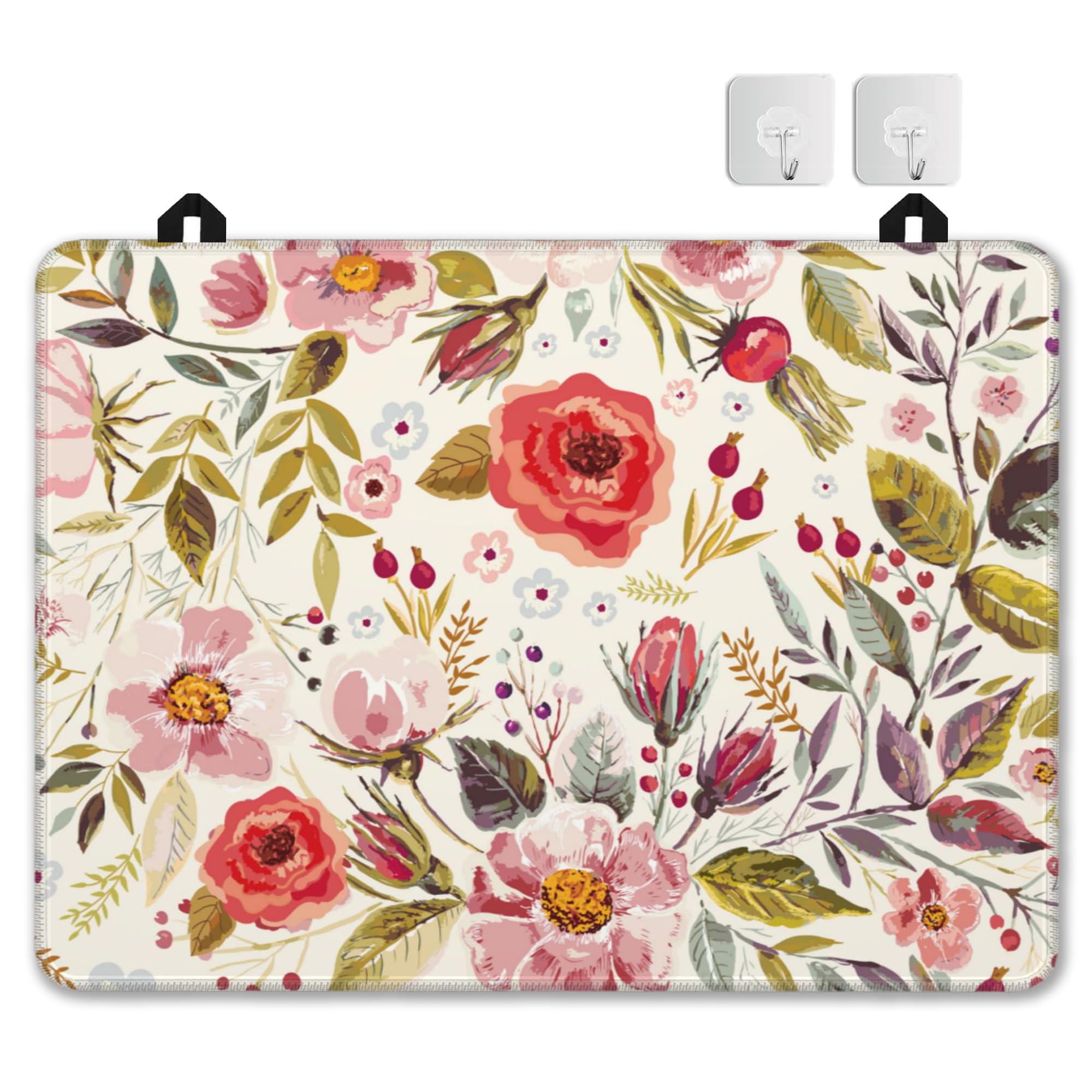 Stove Top Cover for Electric Stove，Christmas Kitchen Decor Vintage Romantic Floral Extra Thick Natural Rubber Glass Top Protector, Prevents Scratching, Expands Usable Space 28.5'' x 20.5''