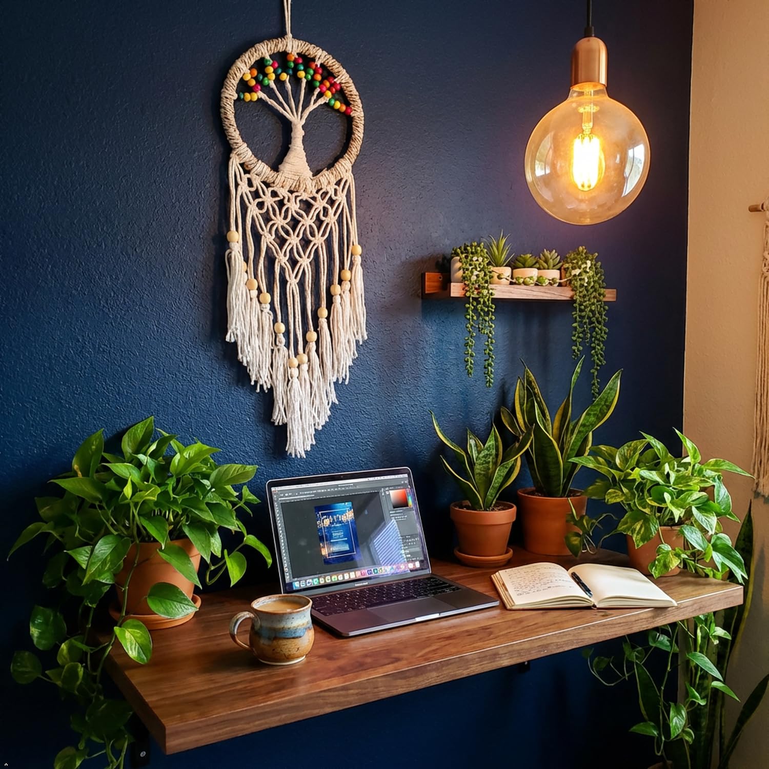 the urban artistic Tree Dream Catcher - Handcrafted Wall Hanging Decor for Positive Energy and Peaceful Dreams Set of 1(Multi Beads) Size - 14/40 cm-picture-17