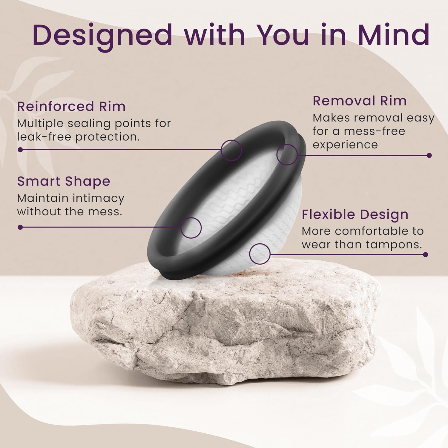 Ecoblossom Reusable Menstrual Disc - Large Menstrual Cup - Soft Period Disc for Women Designed with Flexible, Medical-Grade Silicone Period Cup (Large, Black) - Image 5