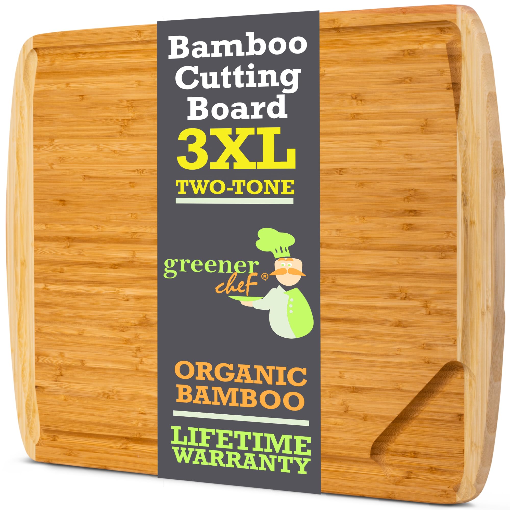 FSC® Certified 30 x 20 Inch Extra Large Bamboo Cutting Board with Lifetime Replacements – 3XL Butcher Block, Oversized Carving & Charcuterie Board, Stovetop Cover for Kitchen Counter Space