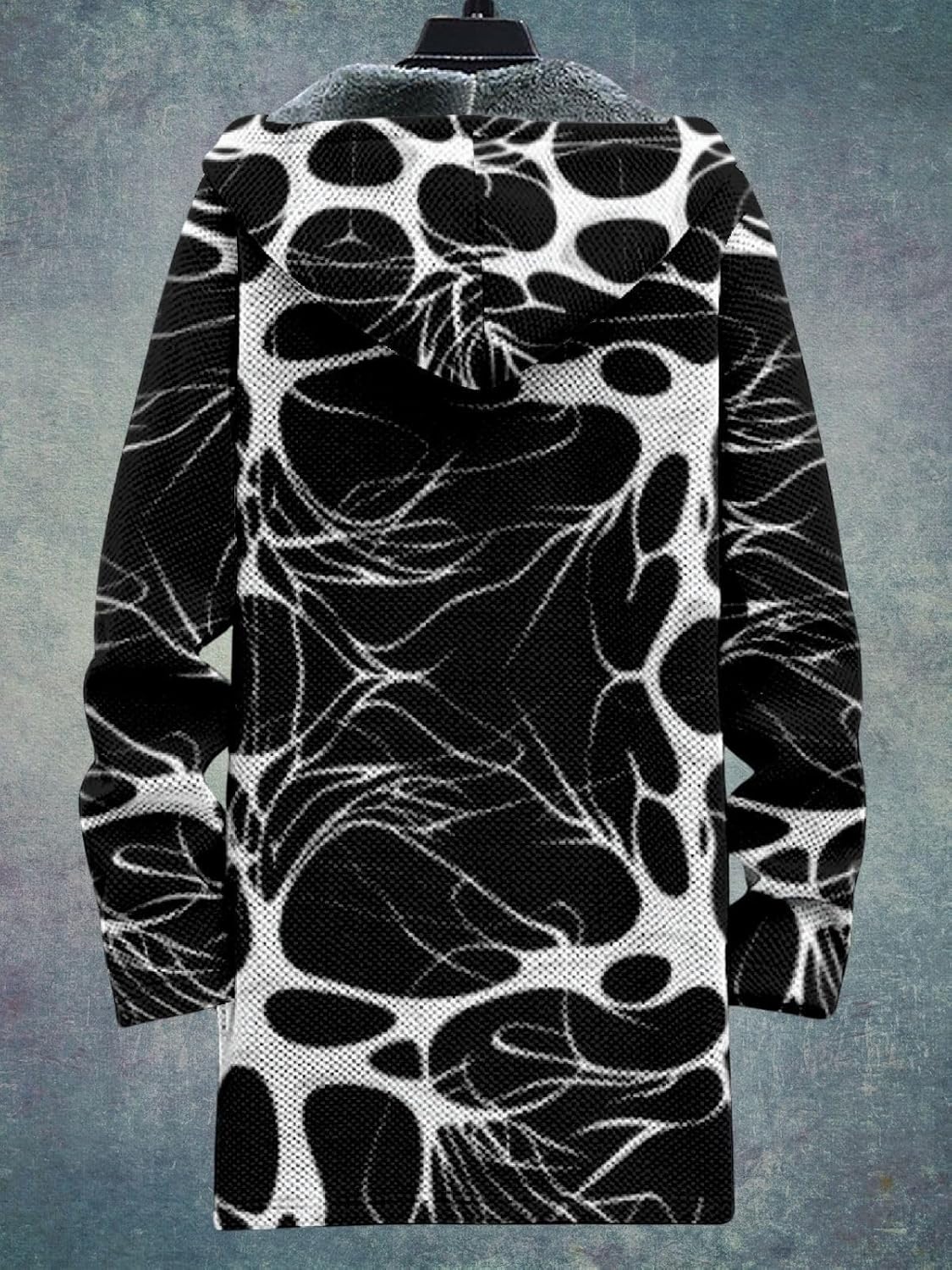 2025 Men's Ethnic Pattern Hooded Jacket Long Cardigan Hoodies Full Zip Vintage Knitted Zipper Coat with Pocket - Image 6