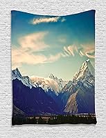 Vista 17 de Ambesonne Tapiz de paisaje urbano, vista nocturna al patio con sillas de café de calle, plantas en macetas, estampado de Roma, colgante de pared