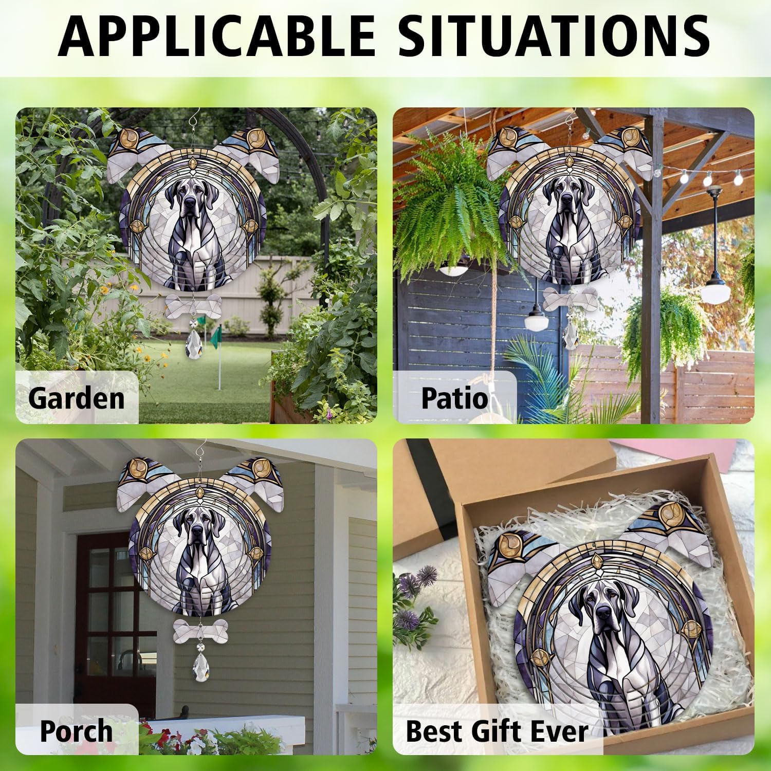 Great Dane Dog Ears Wind Spinner, Great Dane Wind Spinner Hanging for Yard and Garden V02