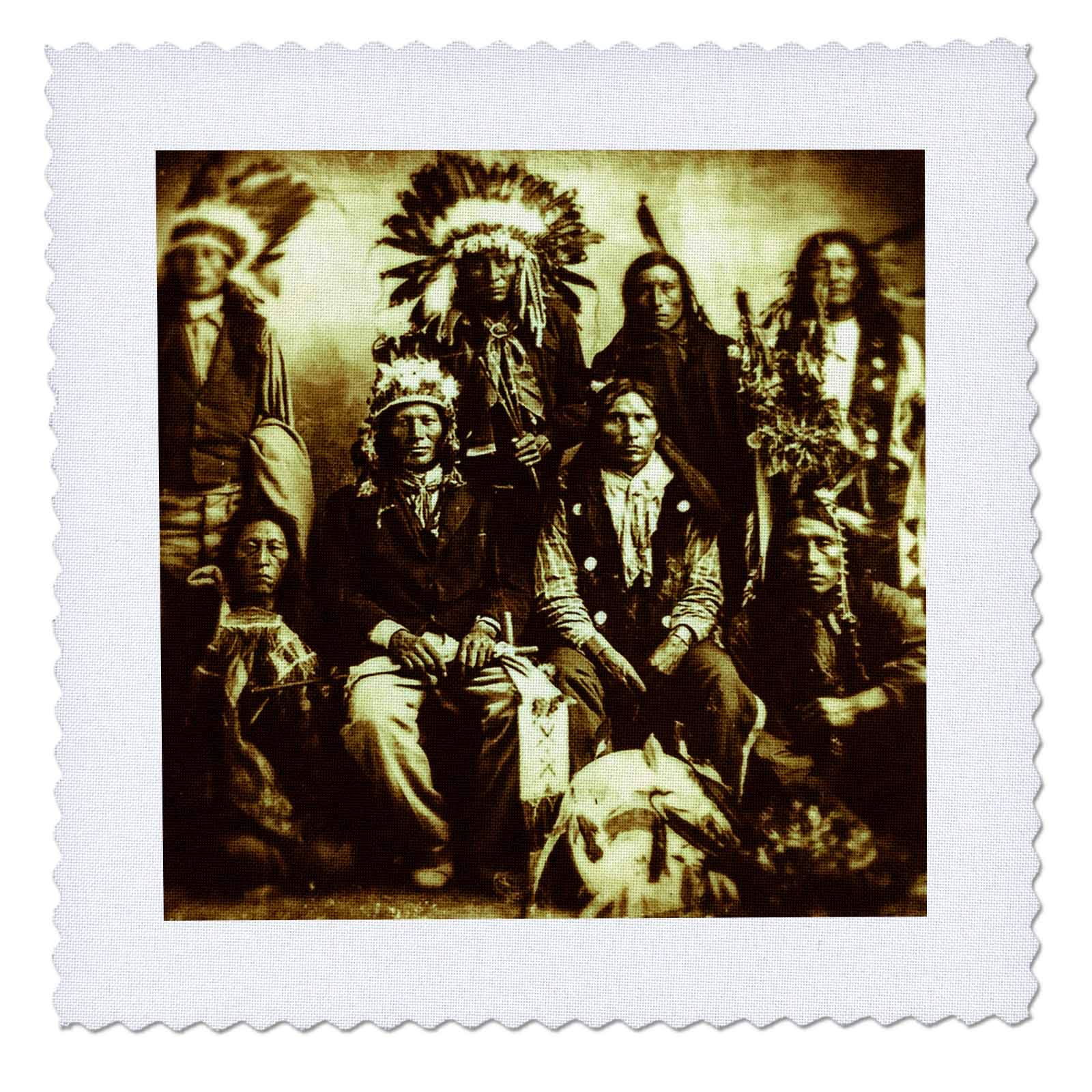 3dRose 14x14 inch Quilt Square, Chiefs of The Sioux Indians Vintage American West