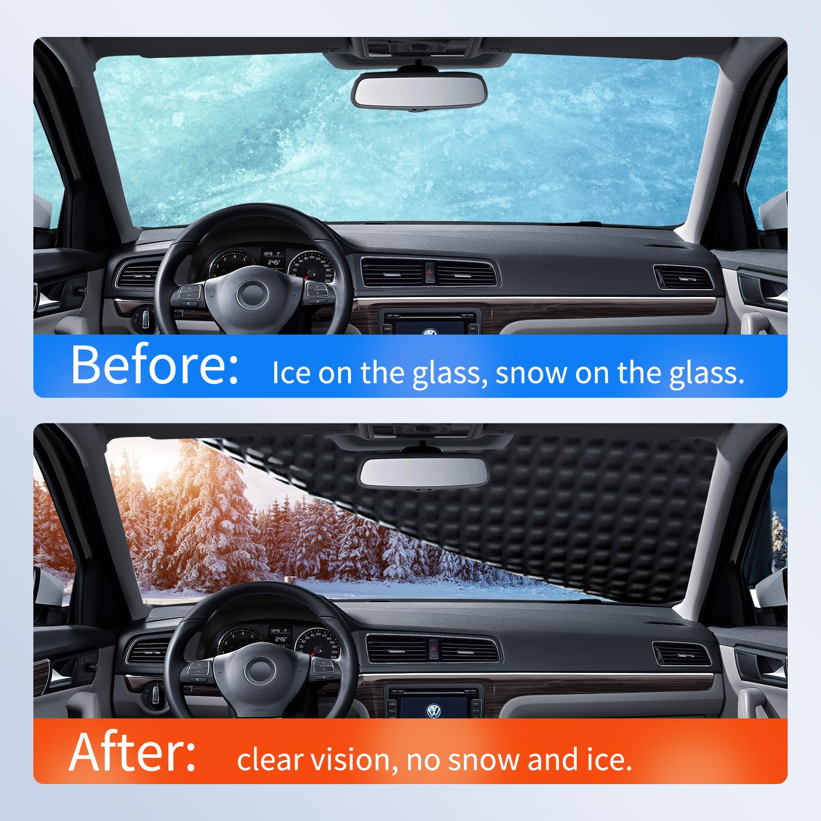 Coperture Invernali per Parabrezza per Ghiaccio e Neve e Inverno Essenziali, Copertura Magnetica Anti-Neve per Auto, Accessori Esterni per Auto, Pala da Neve per Auto, Asciugamano e Guanti.