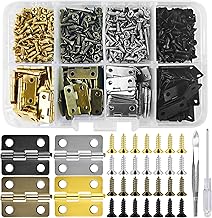 120pcs Small Cabinet Hinges with Rounded Corners, 16 * 13 mm Small Hinges for Wood with 480 Screws and 1 Screwdrivers, 4 Colors Mini Hinge with Organiser, for Jewelry Box, DIY Crafts Box
