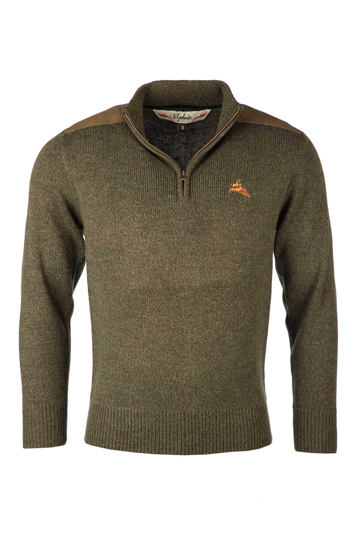Rydale Men's Olive Tweed Pheasant Shooting Jumper Country Hunting Sweatshirt Embroidered (Uk, Alpha, M, Regular, Regular, )