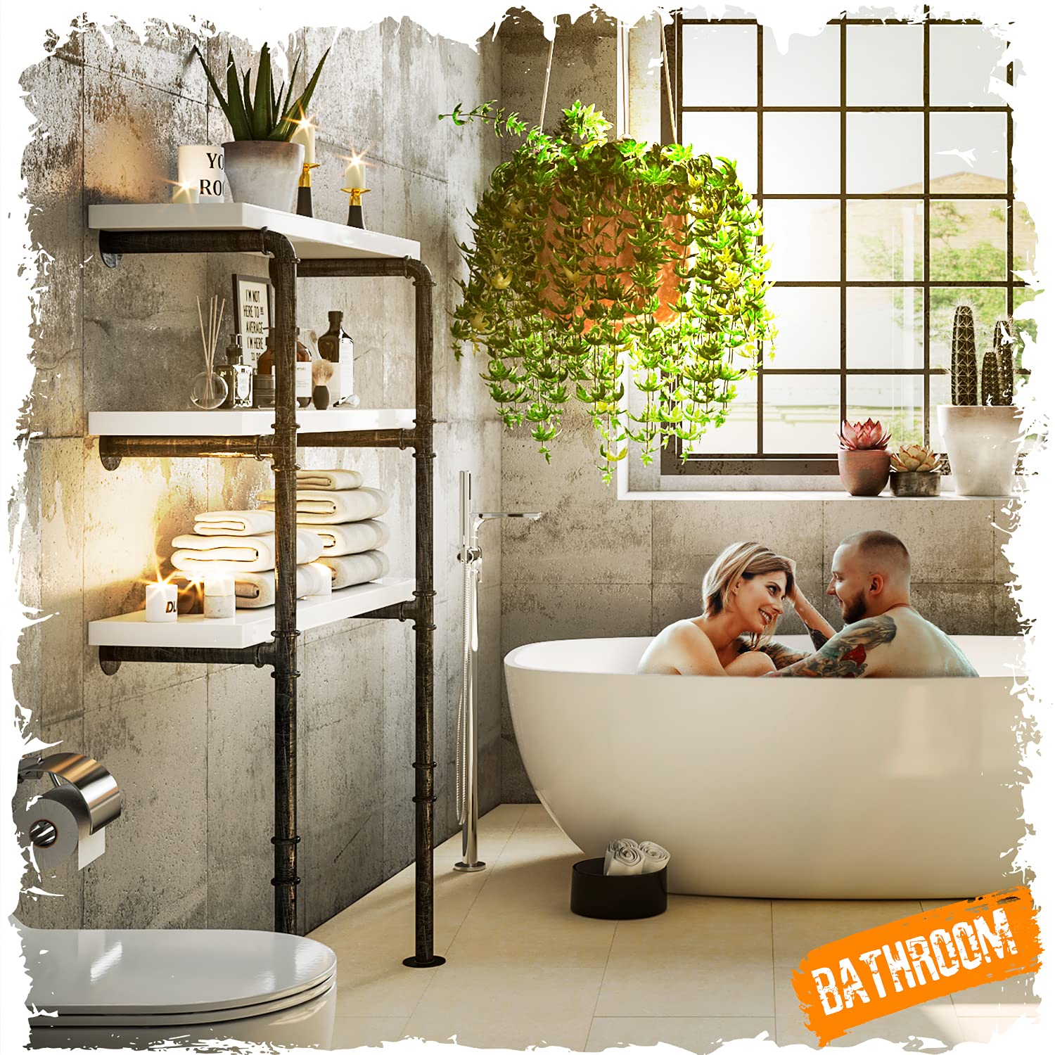 Shelving Brackets Pipe Shelves for Wall 3in1 Industrial Pipe Shelving