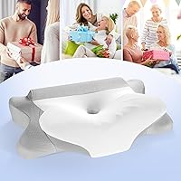 Vista 8 de Almohada cervical para aliviar el dolor de cuello, almohada de espuma viscoelástica de contorno con funda de almohada transpirable y refrescante