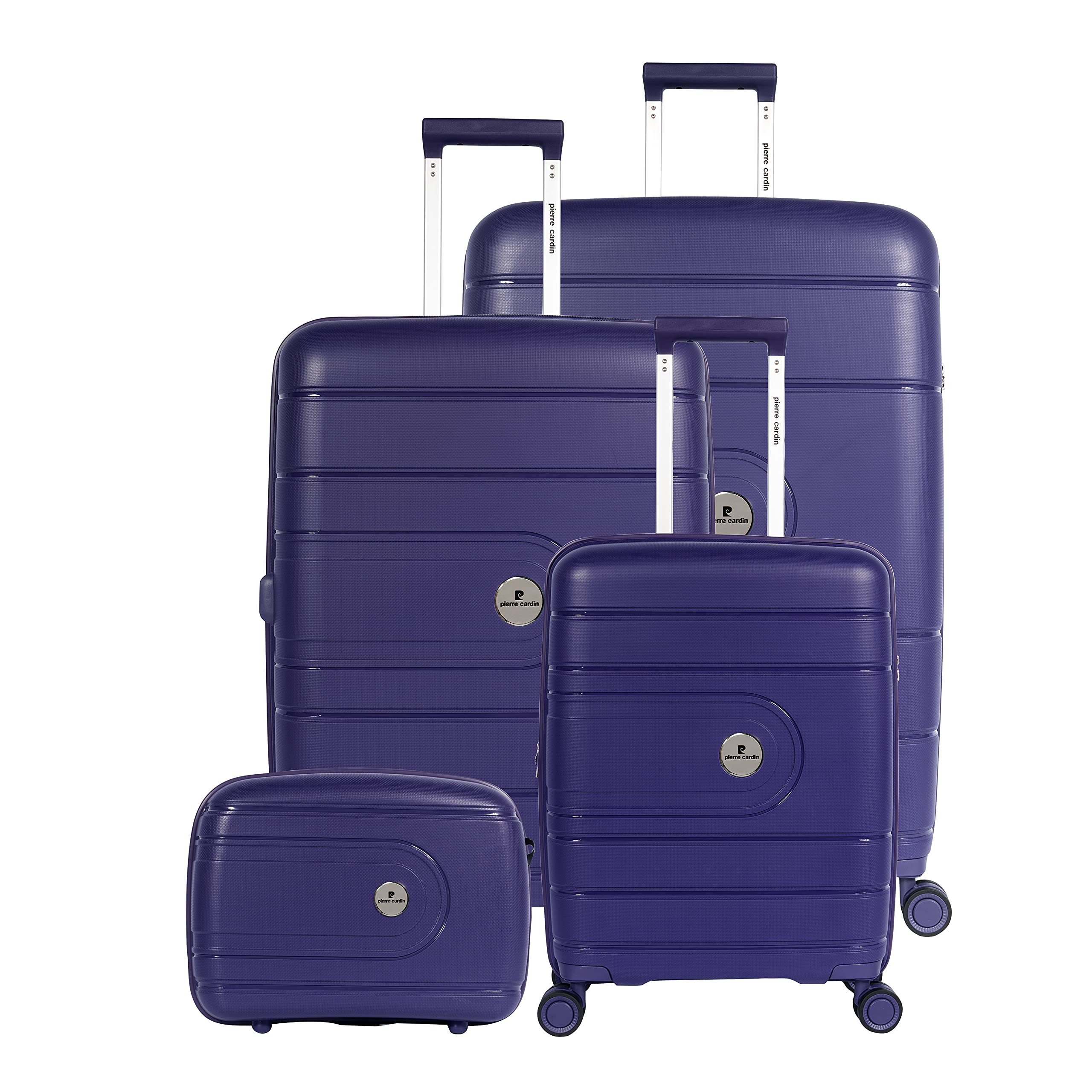 Pierre CardinUNBREAKABLE Luggage for travel TSA Approved 4 Double Wheels, Double Anti Thef Zipper Suitcase (Set of 4, Grey Blue)