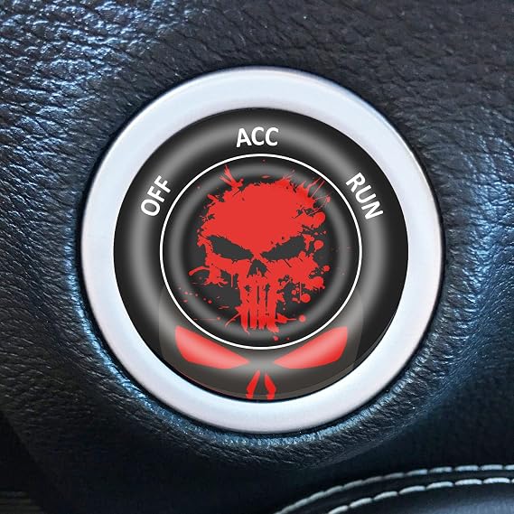 TOOLEPIC Push Start Button Cover for Dodge Challenger Charger Durango Accessories 2015-2025- Engine Start Stop Ignition Switch Kit Interior Accessory Demon Splatter Style Design Red