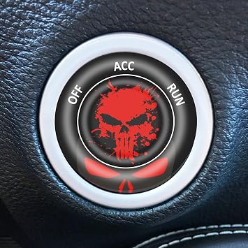 TOOLEPIC Push Start Button Cover for Dodge Challenger Charger Durango Accessories 2015-2025- Engine Start Stop Ignition Switch Kit Interior Accessory Demon Splatter Style Design Red
