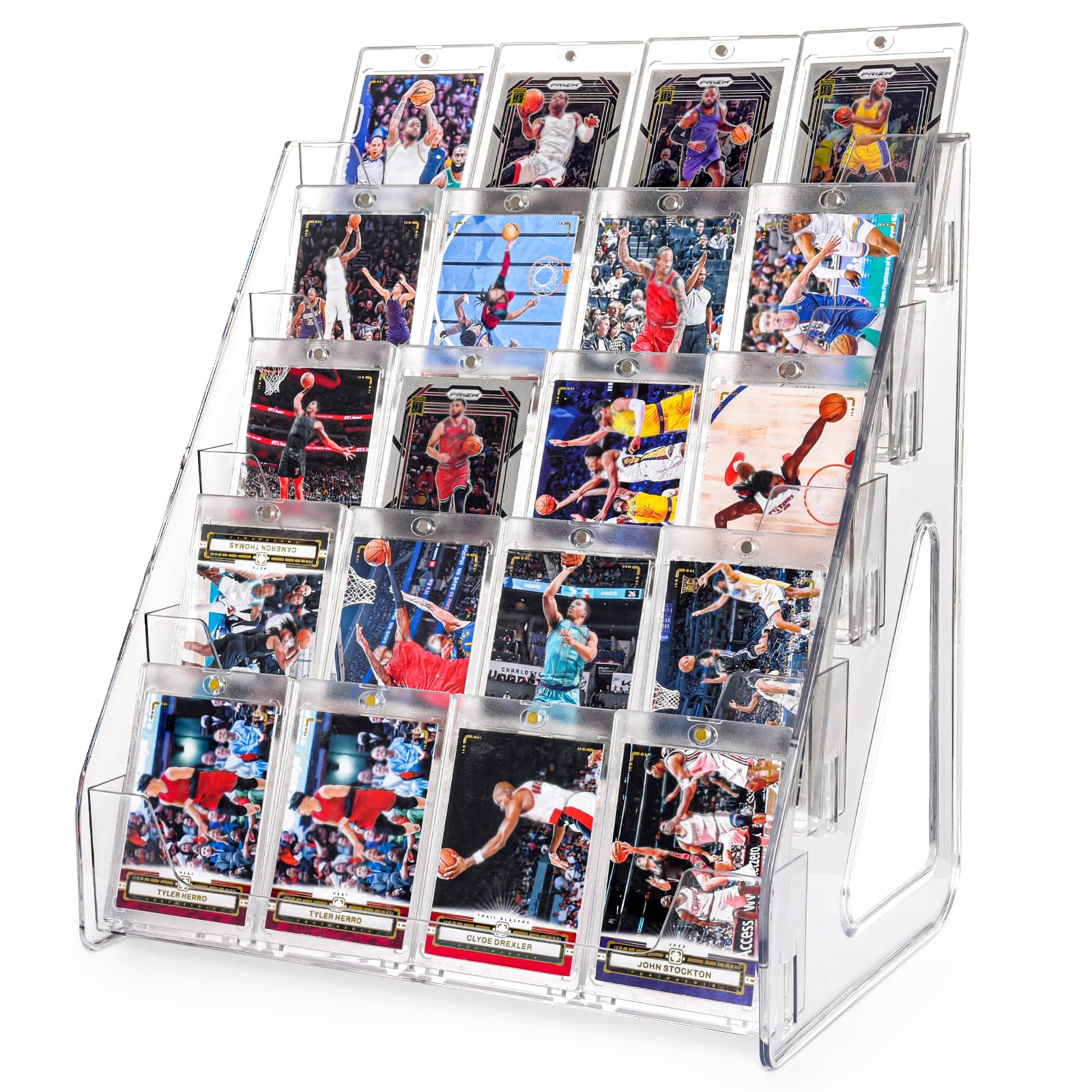 5 Tier Trading Card Display Stand, Clear Display Shelf for Magnetic Card Holders, Vertical Holder for Card Display Stand Tabletop for Greeting Cards, PSA, TCG Sports Card Collection