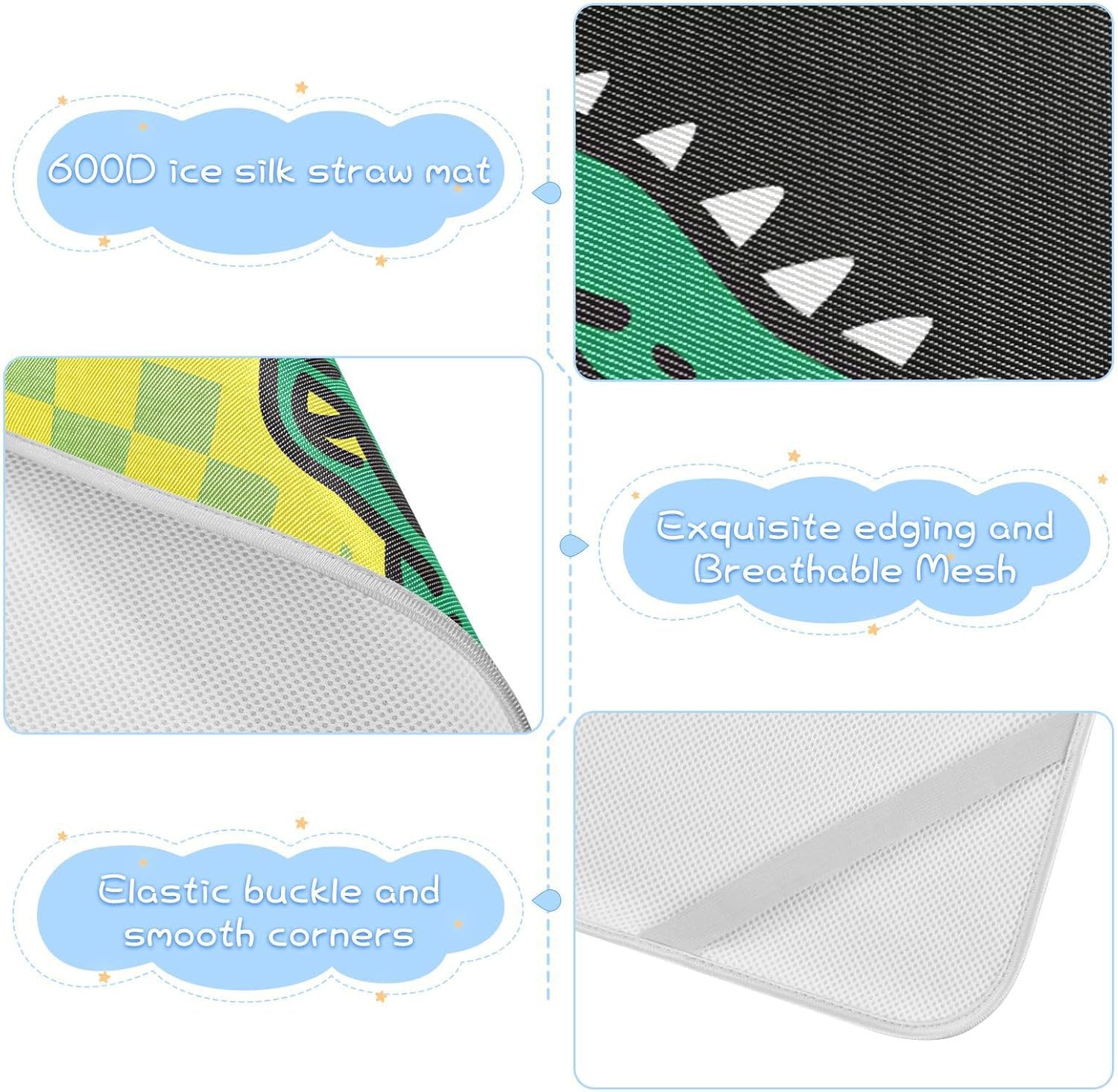 Cute Green Crocodile Checkerboard Cooling Baby Mattress 28" x 52" Absorbent Crib Padding for Sides for Baby&Toddler