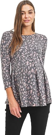 Womens Maternity top Peplum Blouse with Front Pleat for Pregnancy