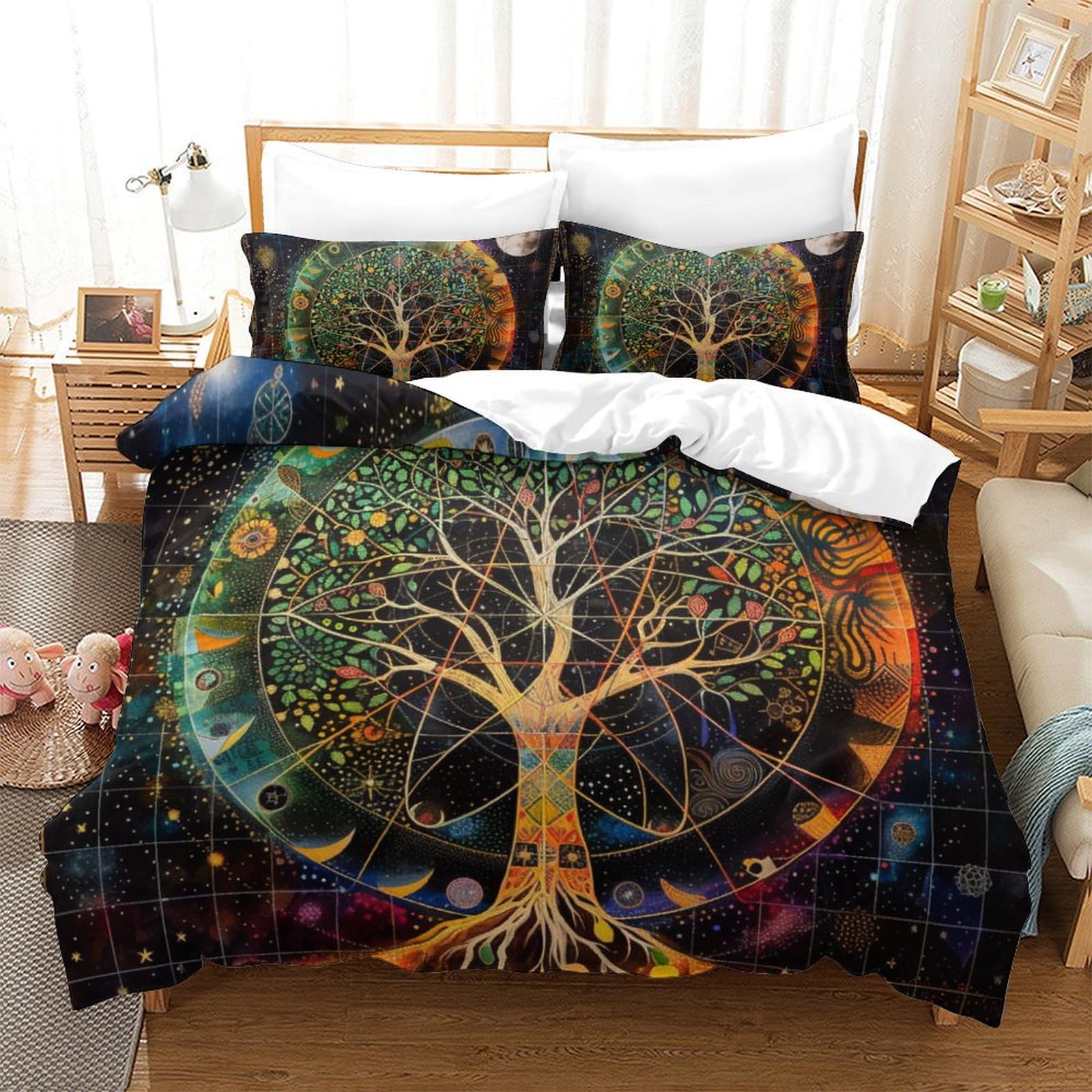 Housse de couette Arbre de Vie ultra douce et respirante set de lit 3 pièces taille XL 260x220
