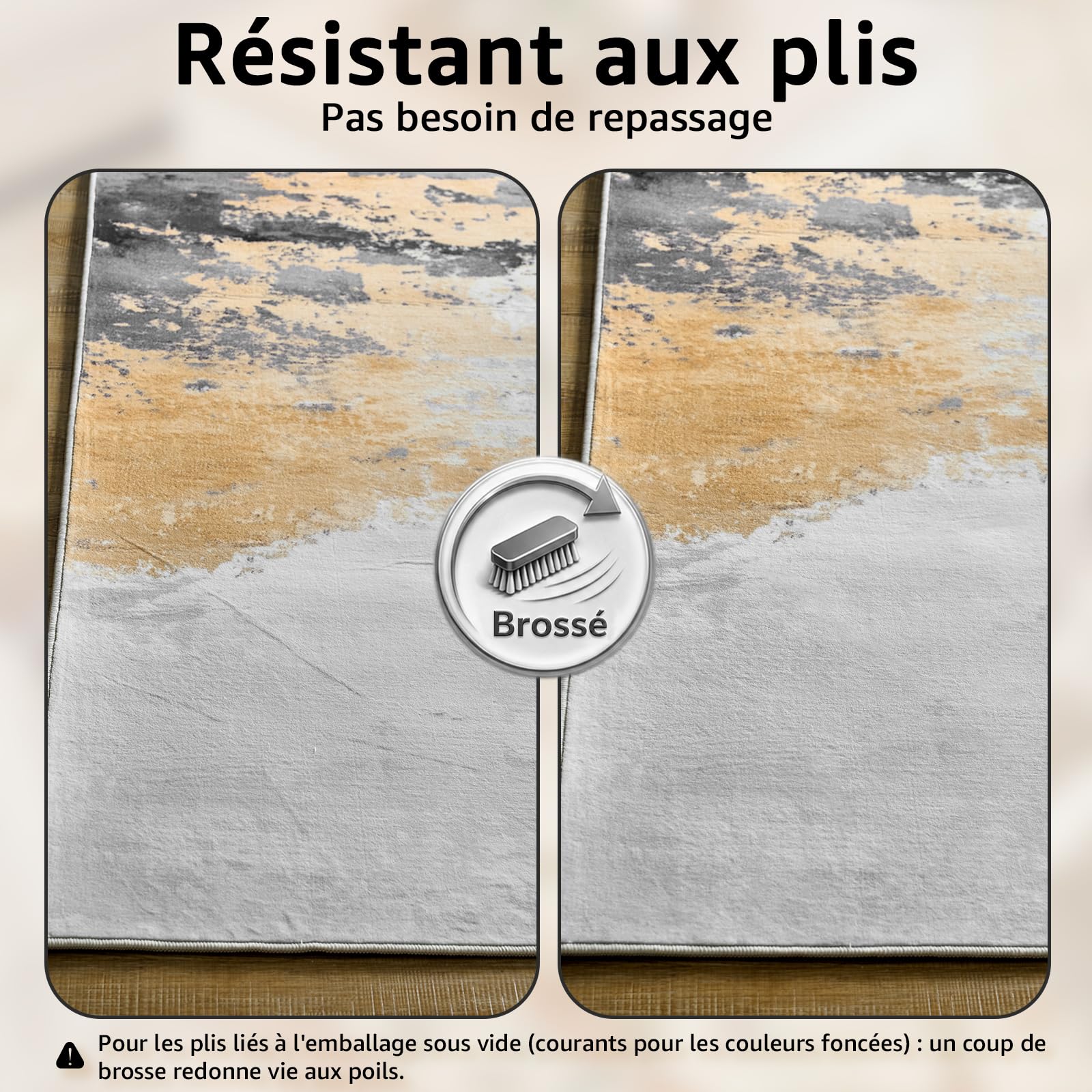 TOPICK Tapis de Salon Moelleux à Poils Courts 160x220 Motif Abstrait Gris | Antidérapant, Lavable en Machine, Fin, Pliable et Résistant, Facile à Entretenir, pour Salon et Chambre à Coucher