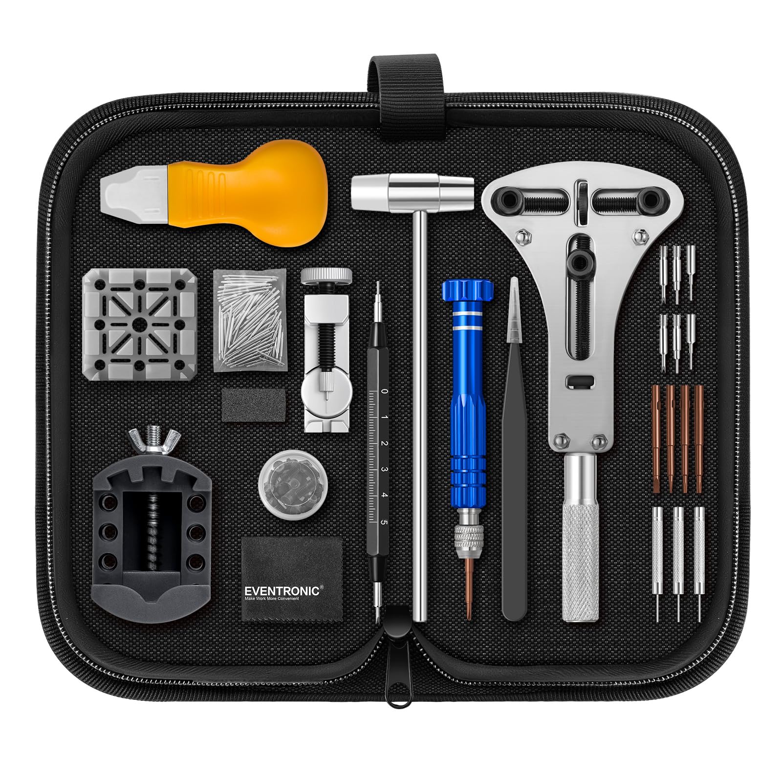 【New Upgraded】Eventronic Watch Repair Kit Professional 154PCS, Watch Link Removal Kit, Watch Battery Replacement Tool Kit & Strap Adjustment, Watch Tool Kit, Watch Band Pin Tool with Carrying Case