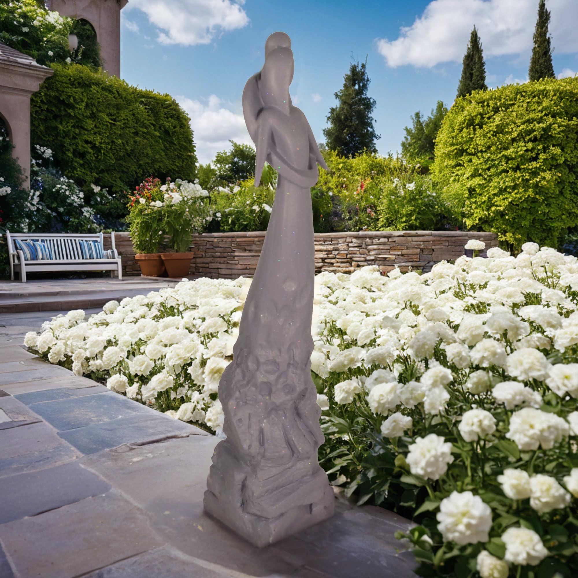 SOLSTICE SCULPTURES CARING EMBRACE 81cm Grey Shimmer