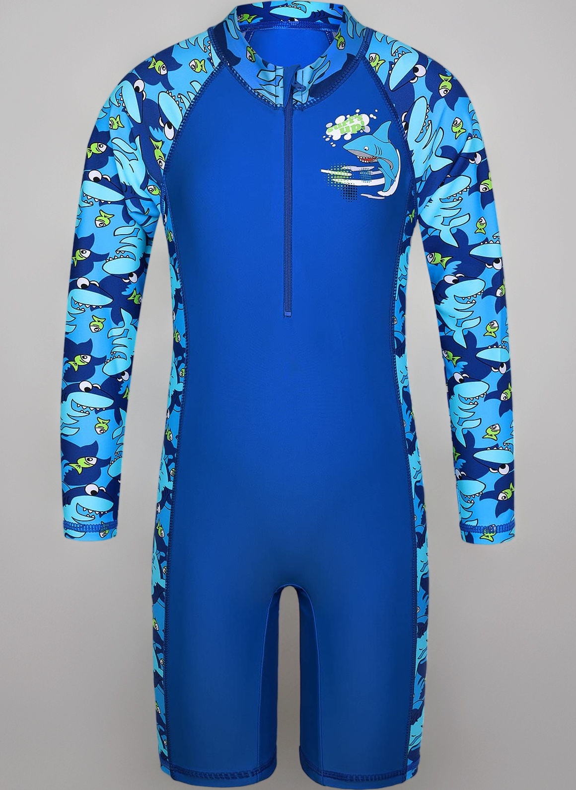 HUAANIUE Boys Swimming Short Sleeve Swimsuit 3-12Y Kids One Piece Swimwear Navy Sun Protection 50+ Swim Clothes UPF Warm Sportwear Costume Summer Surfing