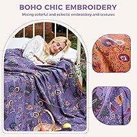 Vista 80 de Cobija para cama de estilo bohemio, 100 % algodón, ultra suave, edredón rústico, cobija de otoño, estampado floral, decoración de granja, cobija