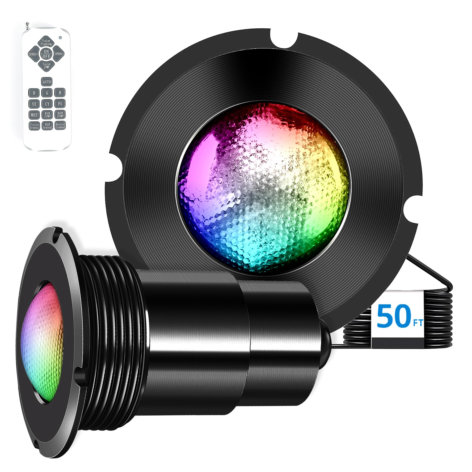Pool Lights for Inground Pool, 1.5" Multicolor RGBW LED Lights and Spa Light, IP68 Waterproof Pool Lights for Above Ground Pools, 12V AC, 50ft Cord-image-25