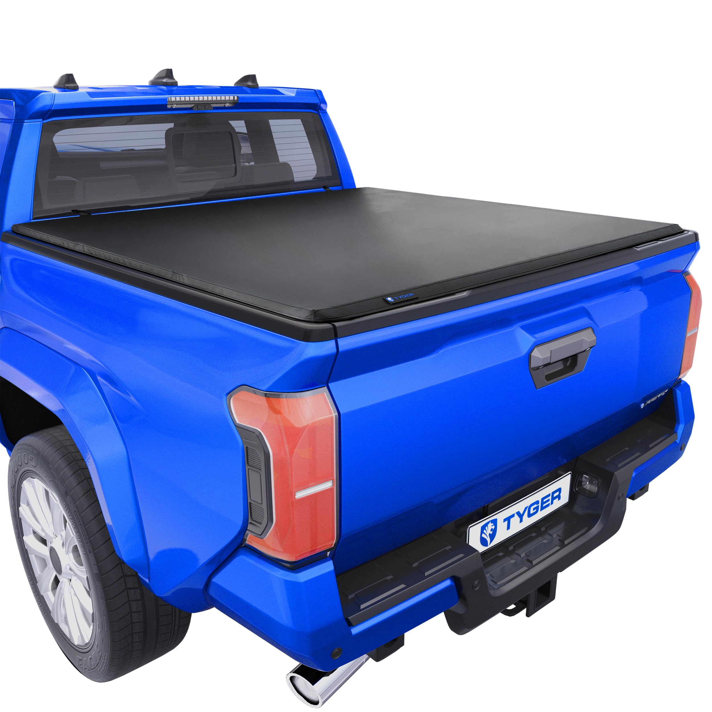 tyger auto t3 soft tri-fold truck bed tonneau cover compatible with 2024-2026 toyota tacoma (only fits models with factory deck rail system) | 6' (74") bed | tg-bc3t1202