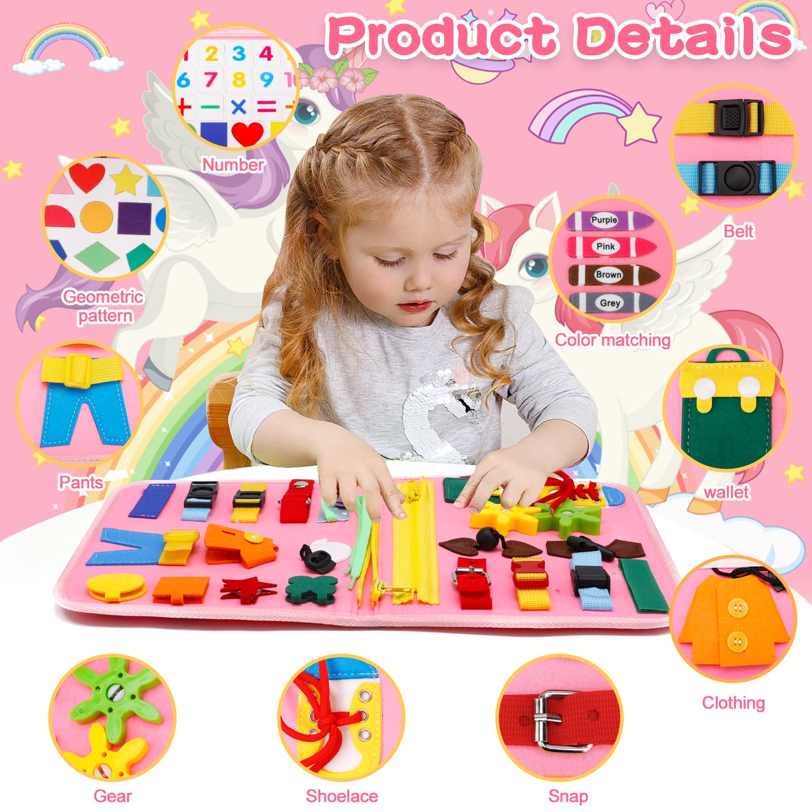 MOOING Busy Board Montessori 4 Couches - 30 En 1 Jouet Éducatif Pour Enfants 1 à 5 Ans, Tableau D'Activités Sensoriel, Idéal Cadeau D'Anniversaire